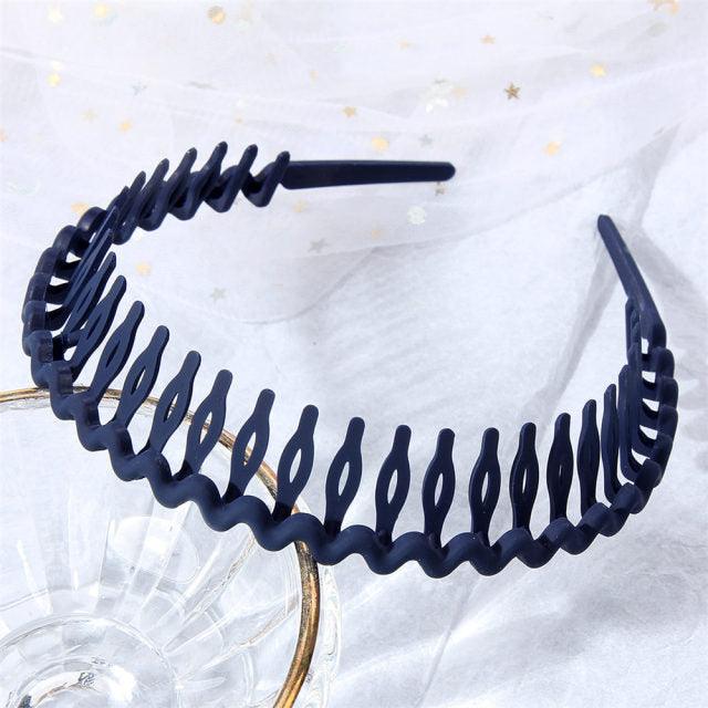 Solid Color Resin Hair Comb Headband for Women – Wave Grip Hairband | 20 Color Options