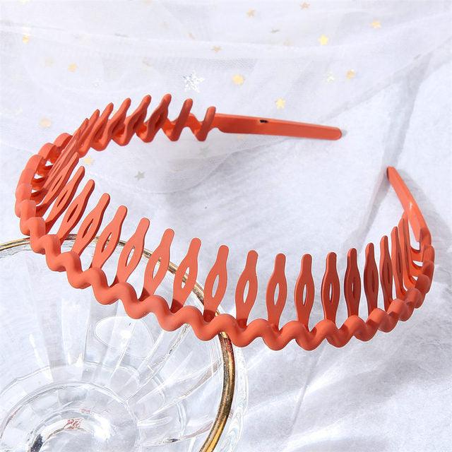 Solid Color Resin Hair Comb Headband for Women – Wave Grip Hairband | 20 Color Options