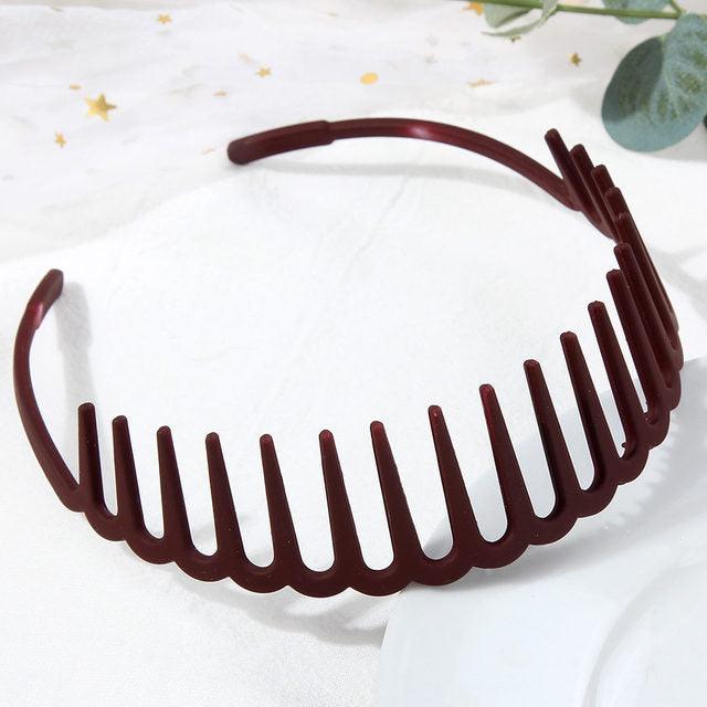Solid Color Resin Hair Comb Headband for Women – Wave Grip Hairband | 20 Color Options