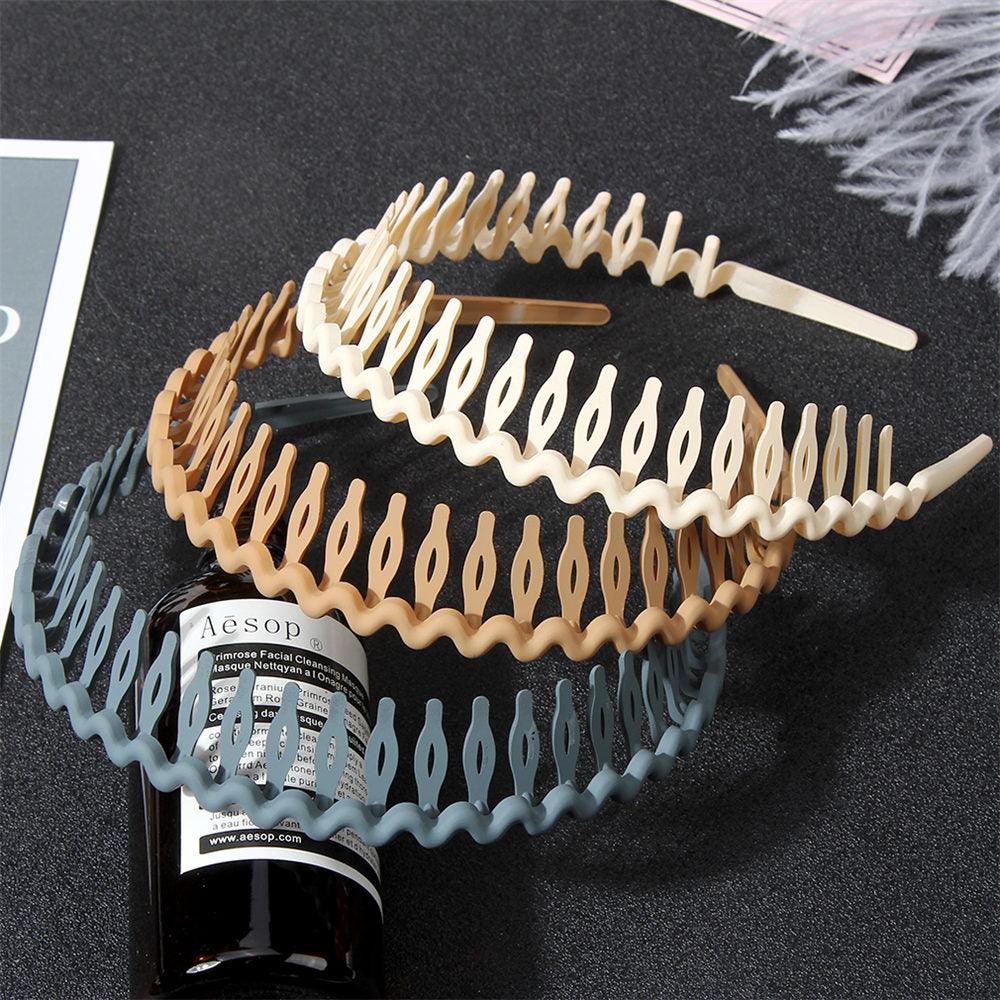 Solid Color Resin Hair Comb Headband for Women – Wave Grip Hairband | 20 Color Options