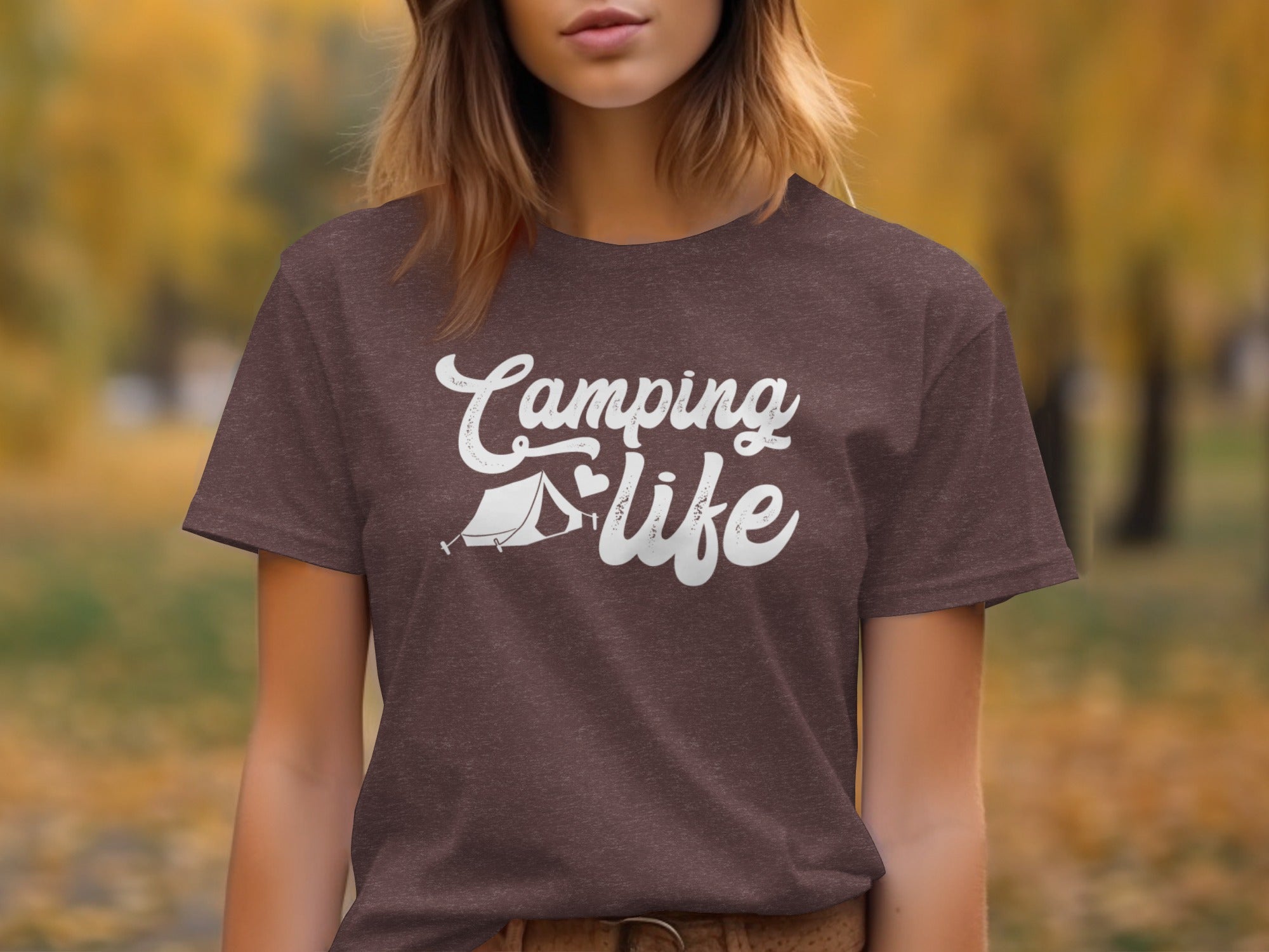Camping Is Life with Tent & Heart Design T-Shirt