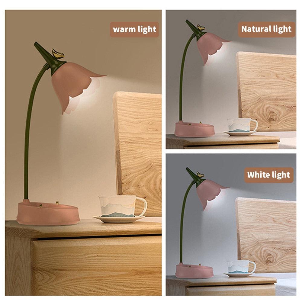 Flower LED Desk Lamp – Touch Dimmable Gooseneck Reading & Bedside Night Light
