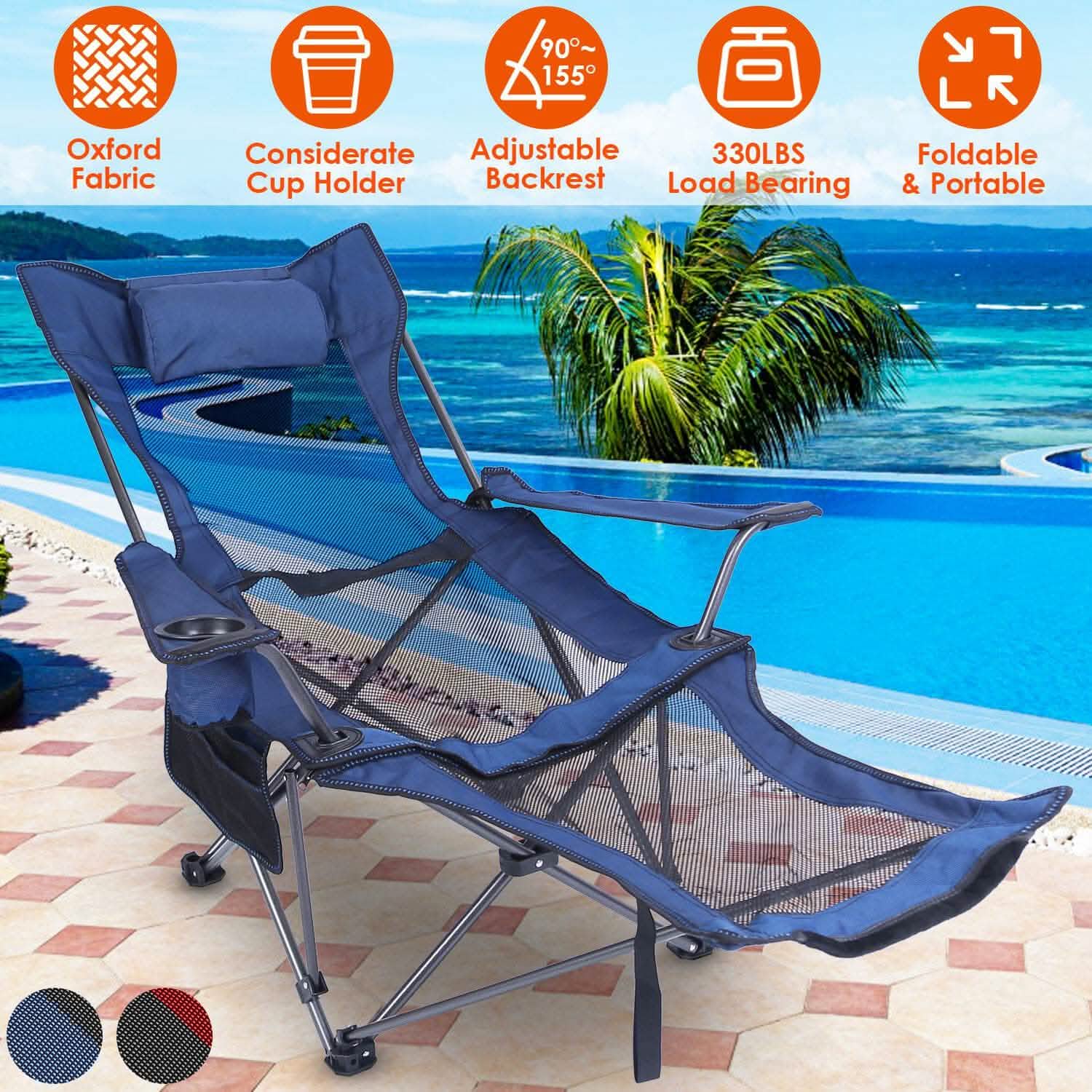 Foldable Camping Chair — Heavy Duty 330 lb Capacity, Reclining Backrest, 600D Oxford | Carry Bag Included
