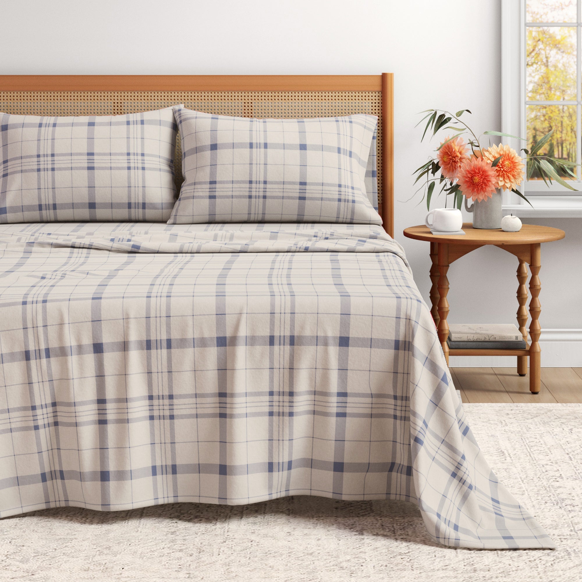 Turkish Cotton Flannel Sheet Set — Plaid & Stripe, Double-Brushed | OEKO-TEX® Certified