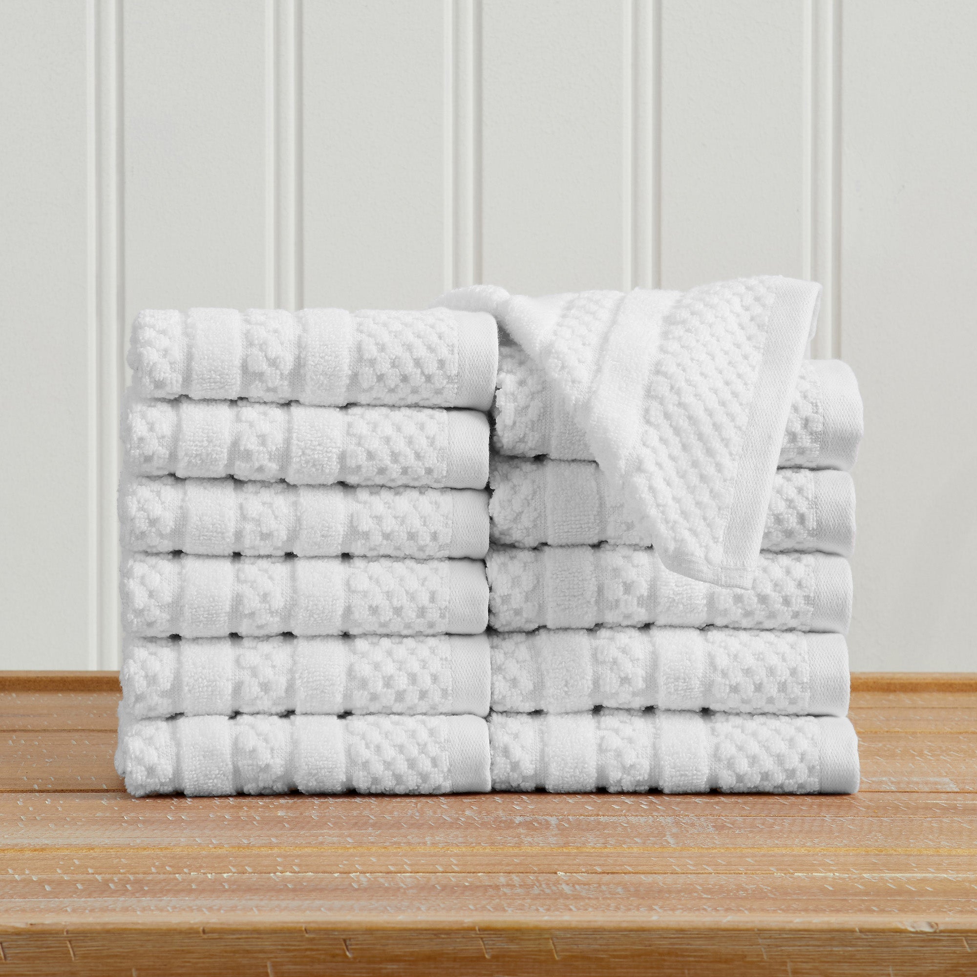 Checkered Jacquard Bath Towel Set — Modern Woven Texture | Solid Color