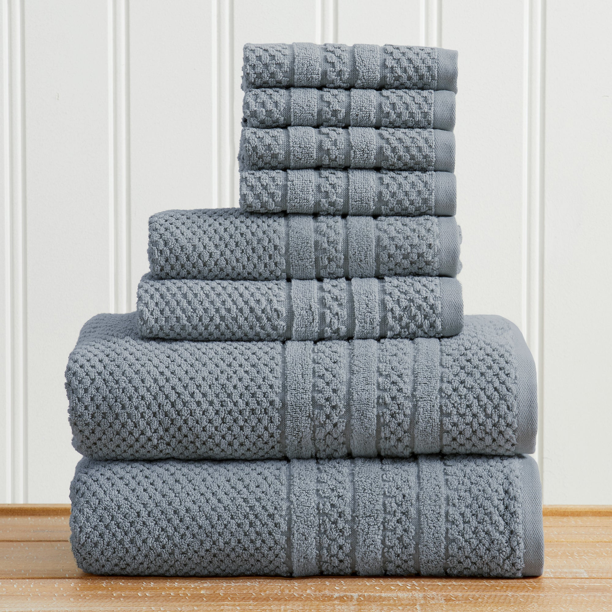 Checkered Jacquard Bath Towel Set — Modern Woven Texture | Solid Color