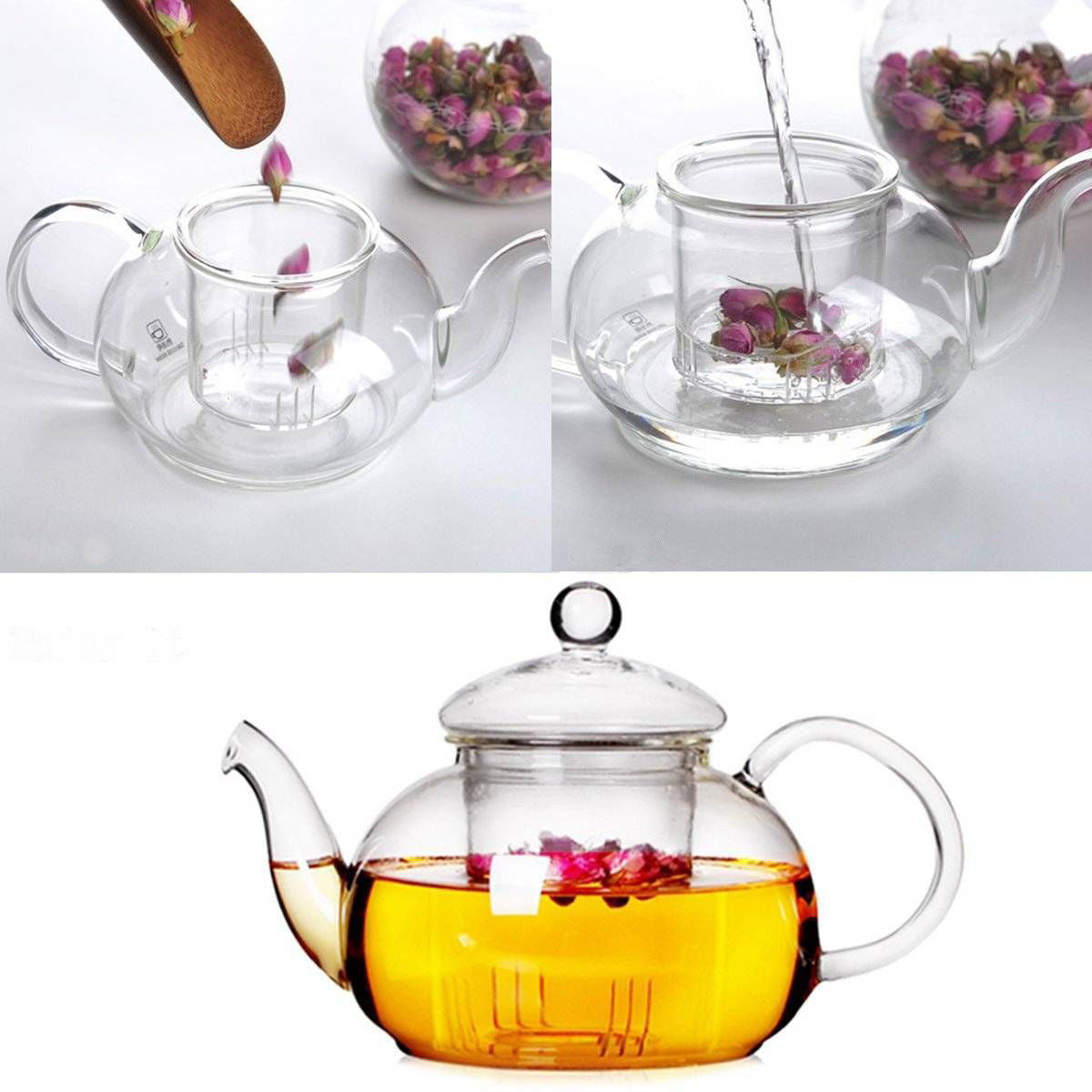 600ML Glass Teapot with Removable Infuser – Loose Leaf Tea Brewer