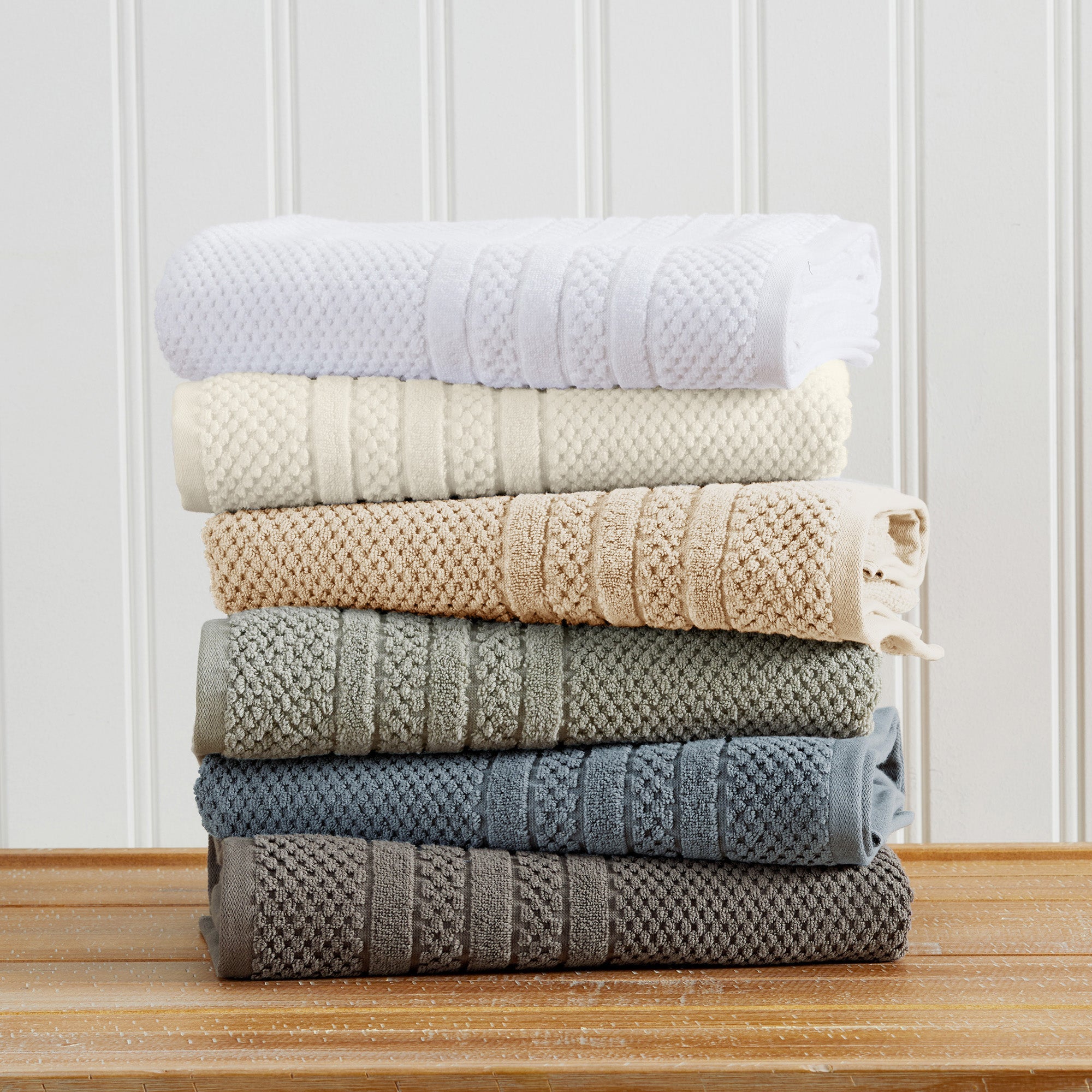 Checkered Jacquard Bath Towel Set — Modern Woven Texture | Solid Color