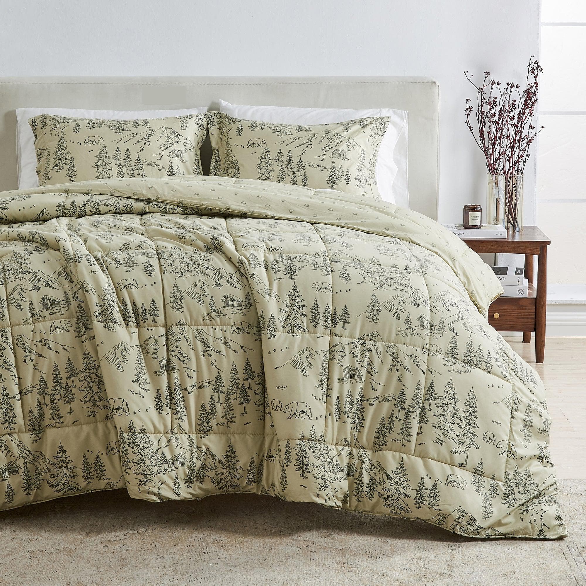 Reversible Comforter Set — Brushed Microfiber, Down Alternative Fill | Two Looks in One