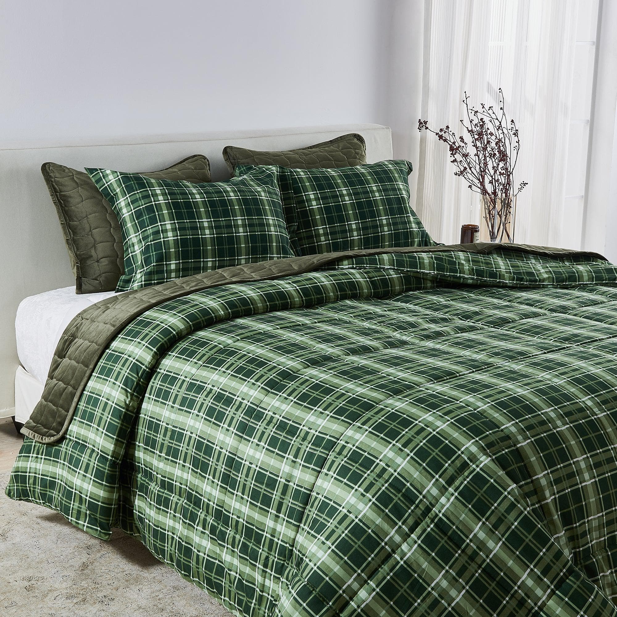 Reversible Comforter Set — Brushed Microfiber, Down Alternative Fill | Two Looks in One