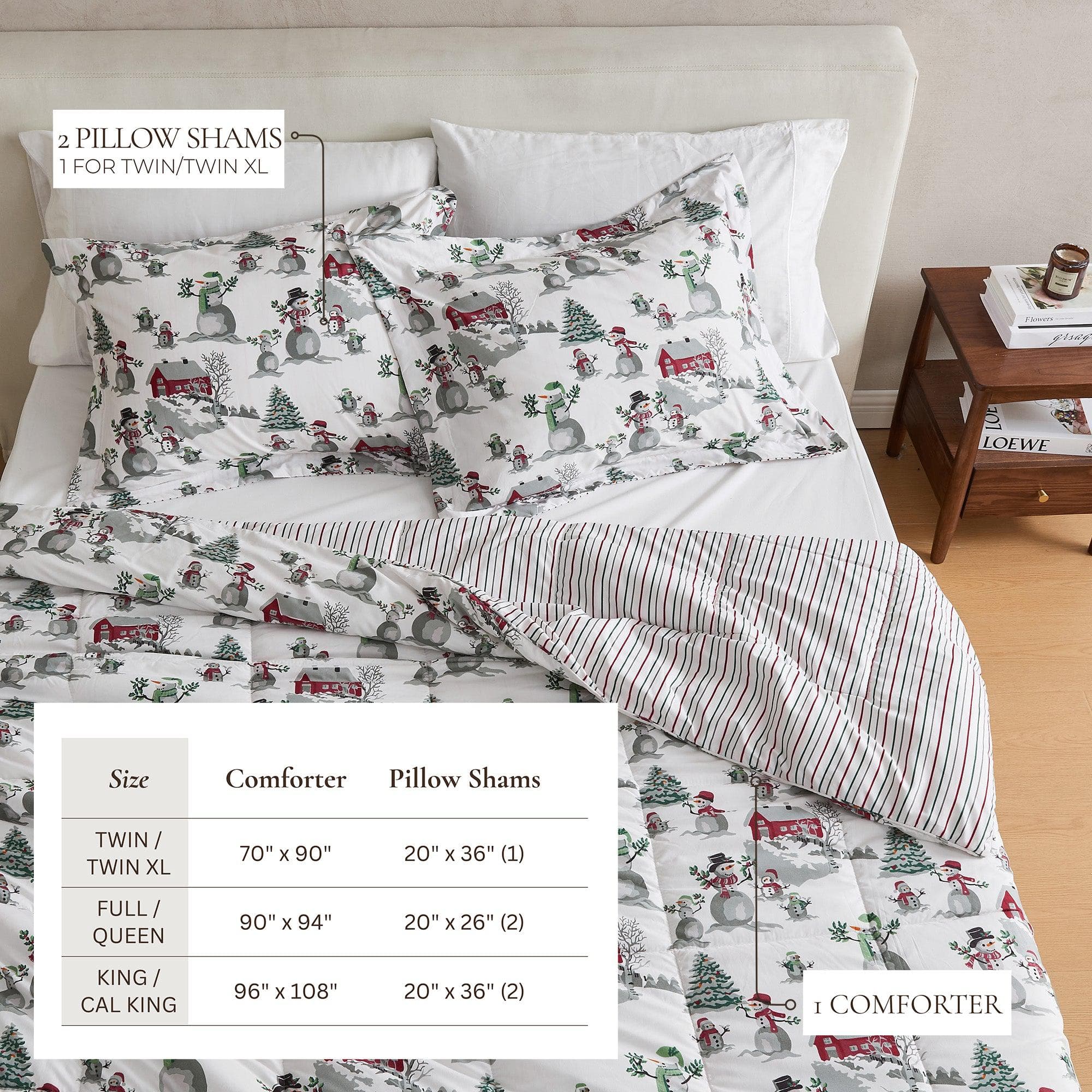 Reversible Comforter Set — Brushed Microfiber, Down Alternative Fill | Two Looks in One