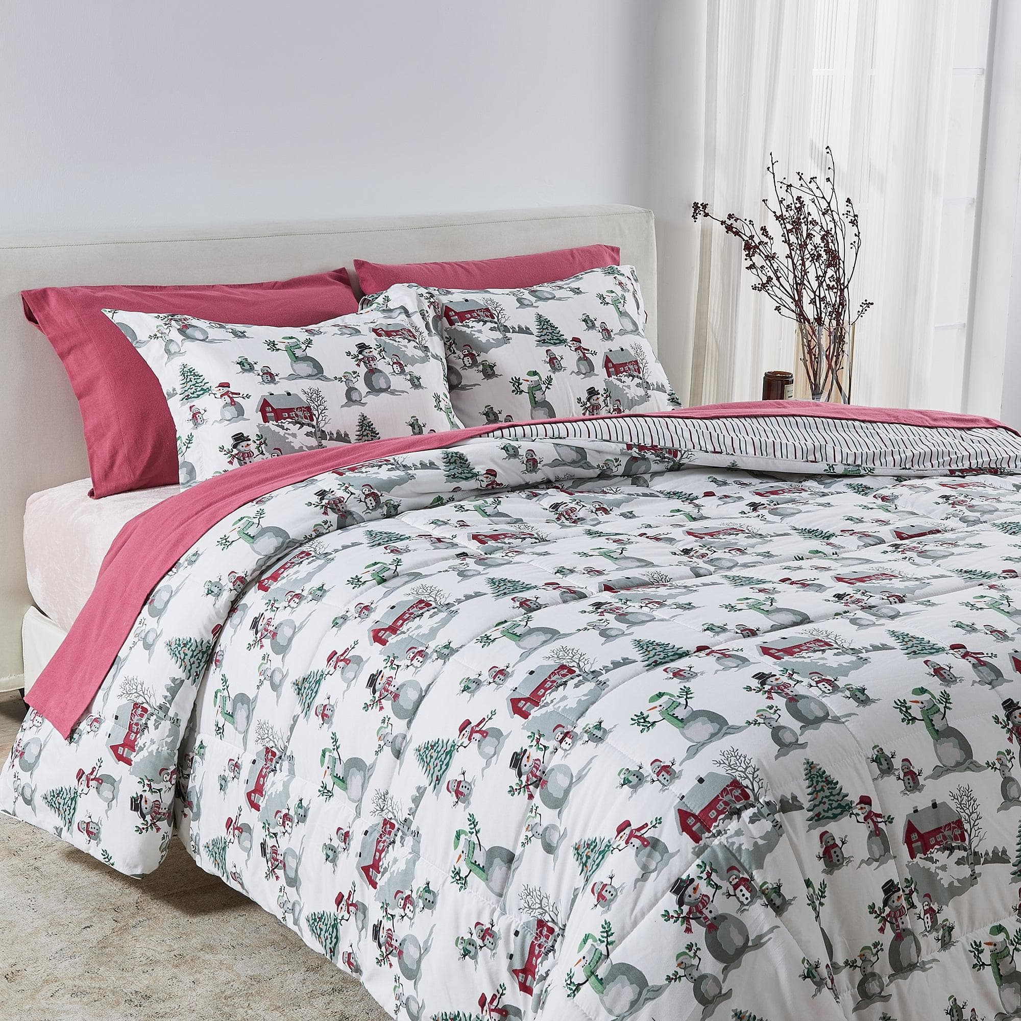 Reversible Comforter Set — Brushed Microfiber, Down Alternative Fill | Two Looks in One