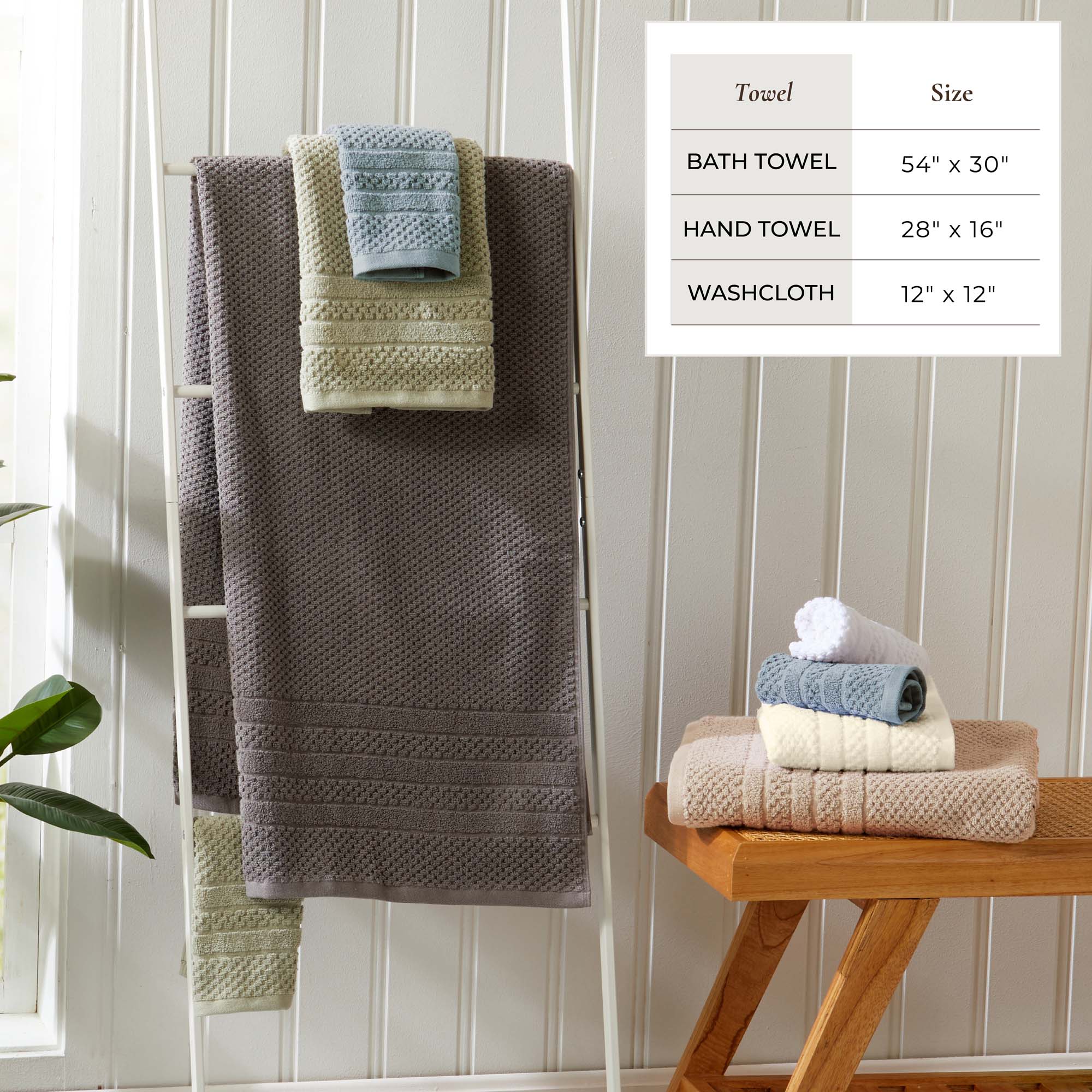 Checkered Jacquard Bath Towel Set — Modern Woven Texture | Solid Color