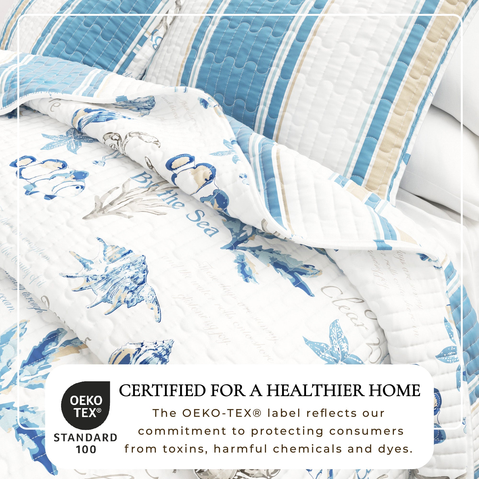 Coastal Quilt Set — Double-Brushed Microfiber | Breezy Seaside Style, All-Season