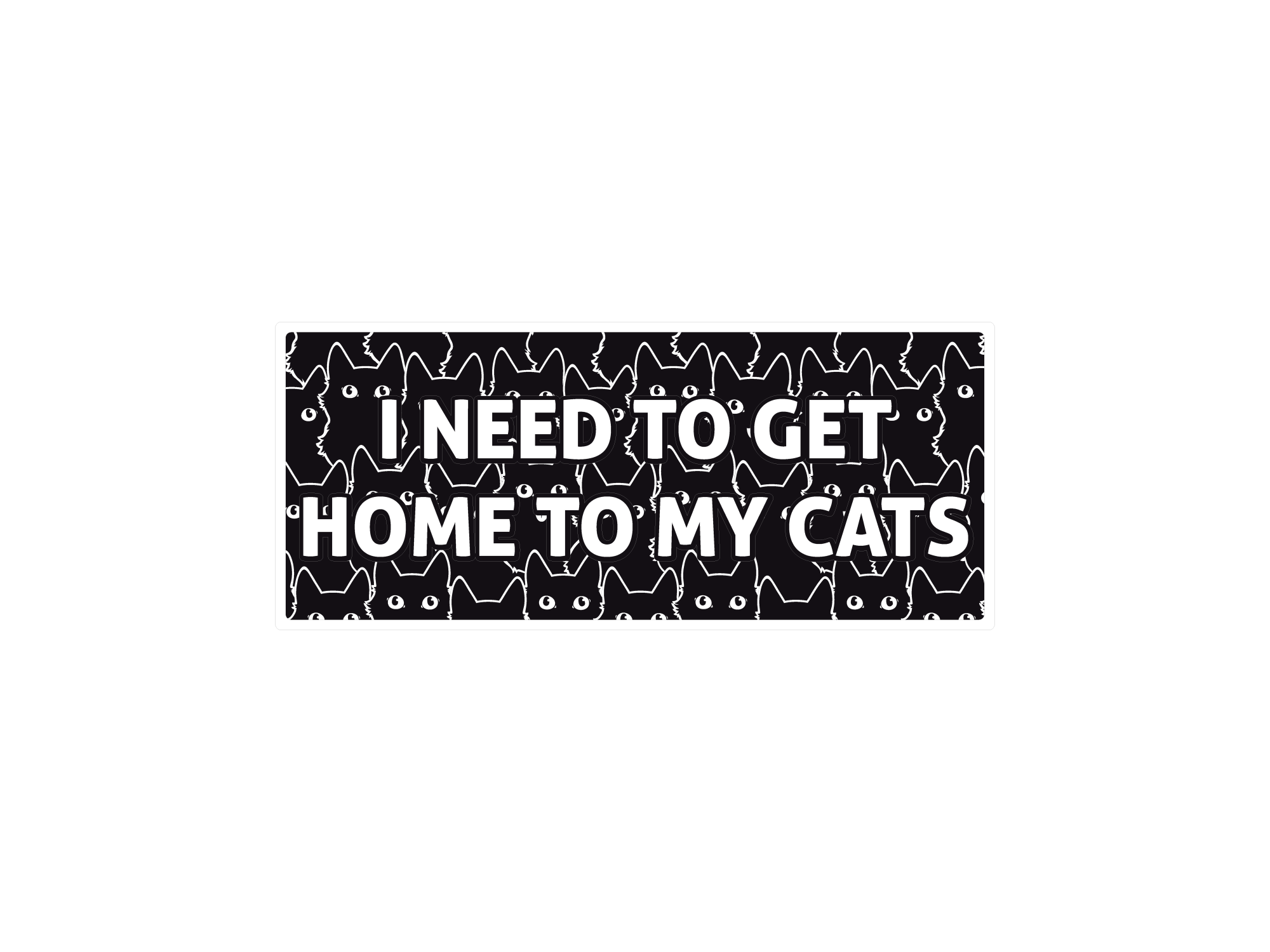 Black and white text graphic with cat illustrations on a white background