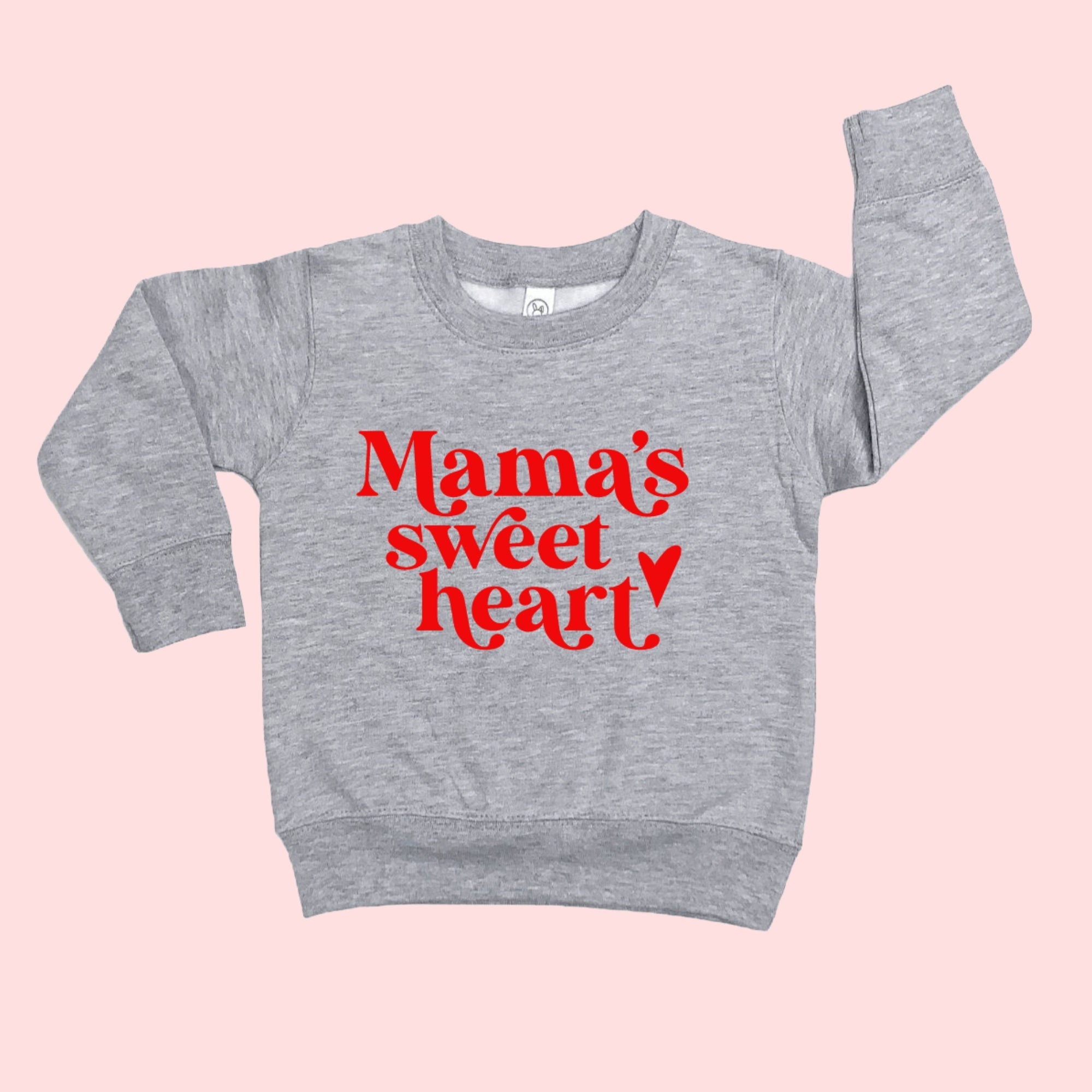 Mama & Mama’s Sweet Heart Matching Sweatshirt Set – Adult & Toddler/Youth Grey Crewneck