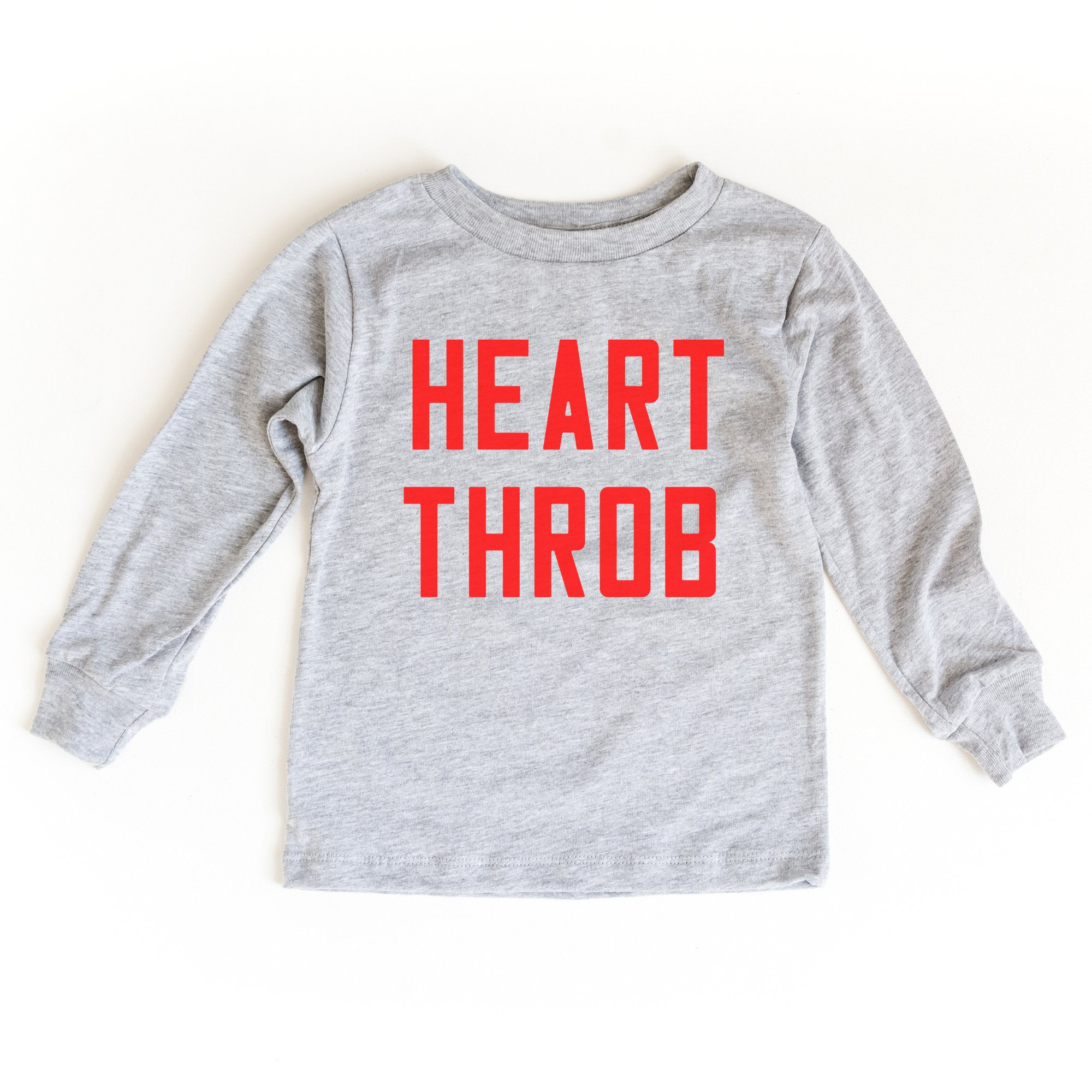 Heart Throb Long Sleeve Kids Graphic Tee – Red Print Toddler & Youth Shirt