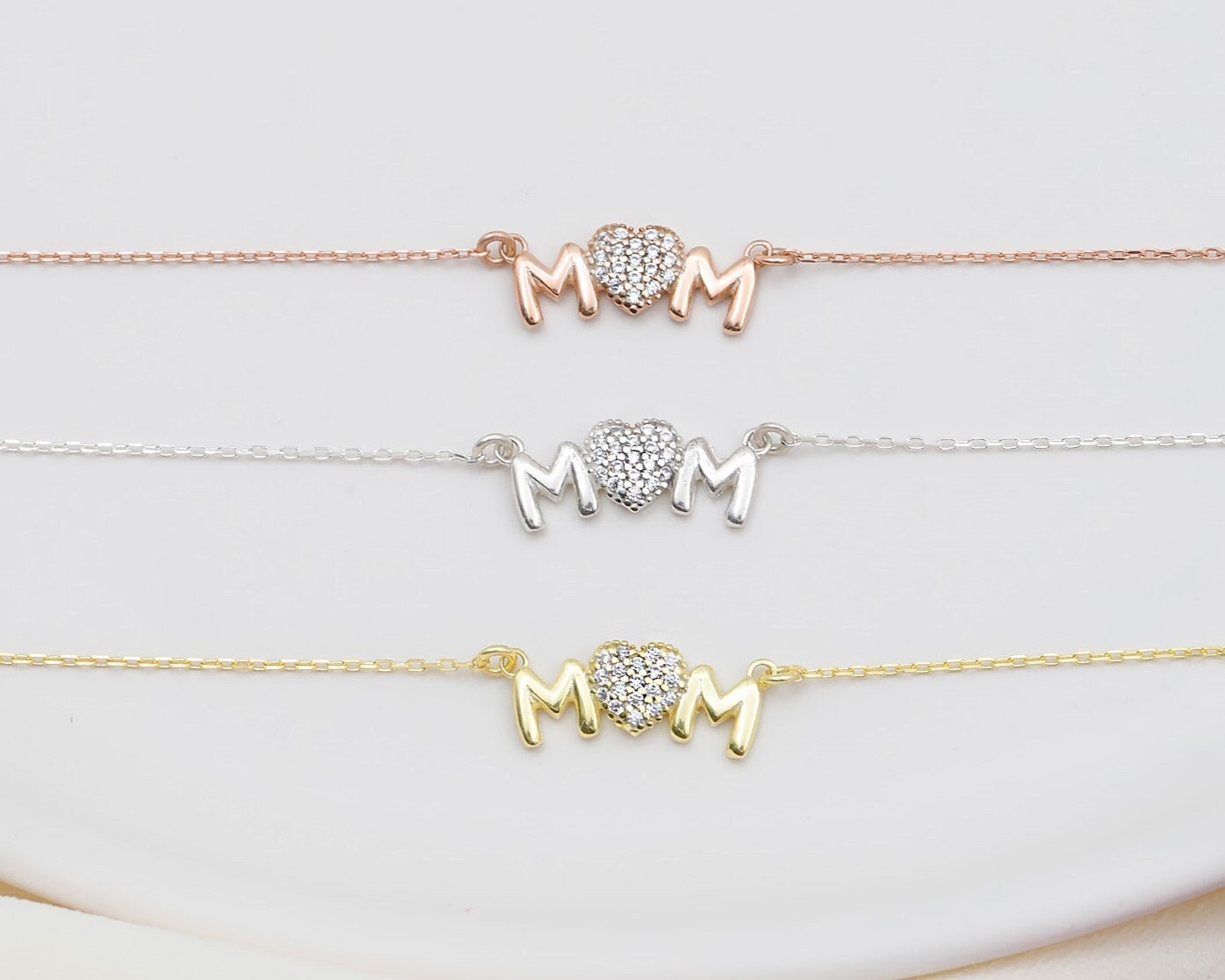 Mutter-Halskette aus Sterlingsilber mit Diamantherz – Ein herzliches Geschenk