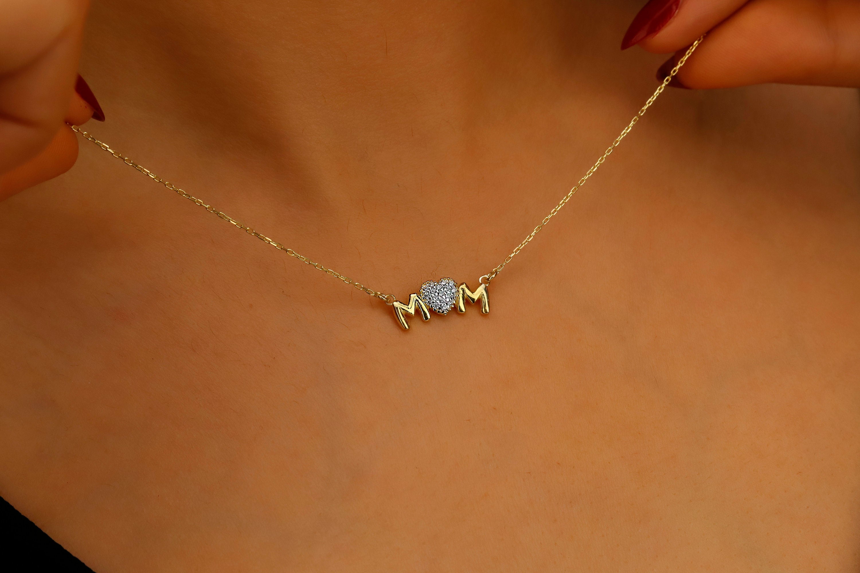 Mutter-Halskette aus Sterlingsilber mit Diamantherz – Ein herzliches Geschenk
