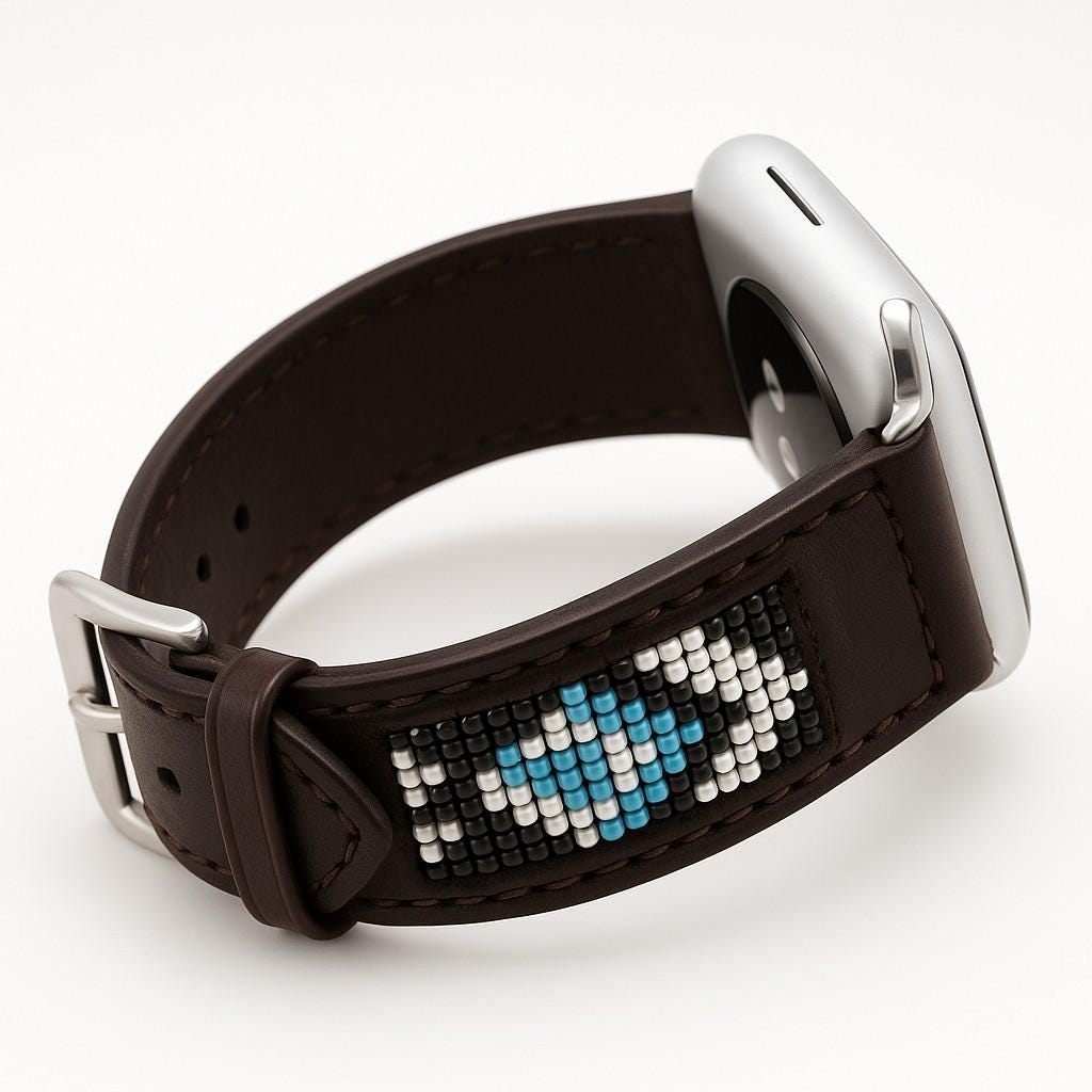 Western Seed Bead Leather Apple Watch Band – 42mm, 44mm, 45mm