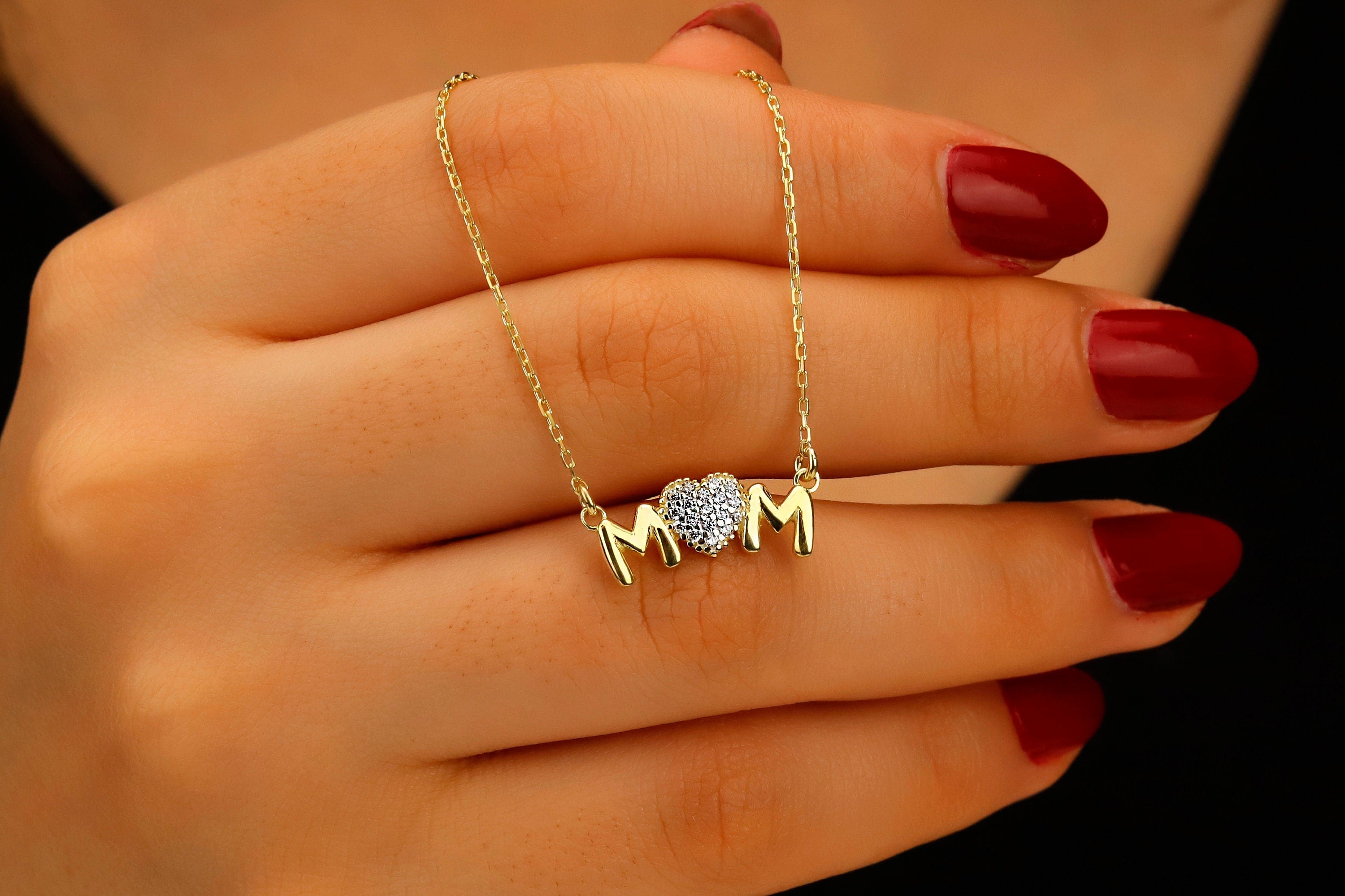Mutter-Halskette aus Sterlingsilber mit Diamantherz – Ein herzliches Geschenk