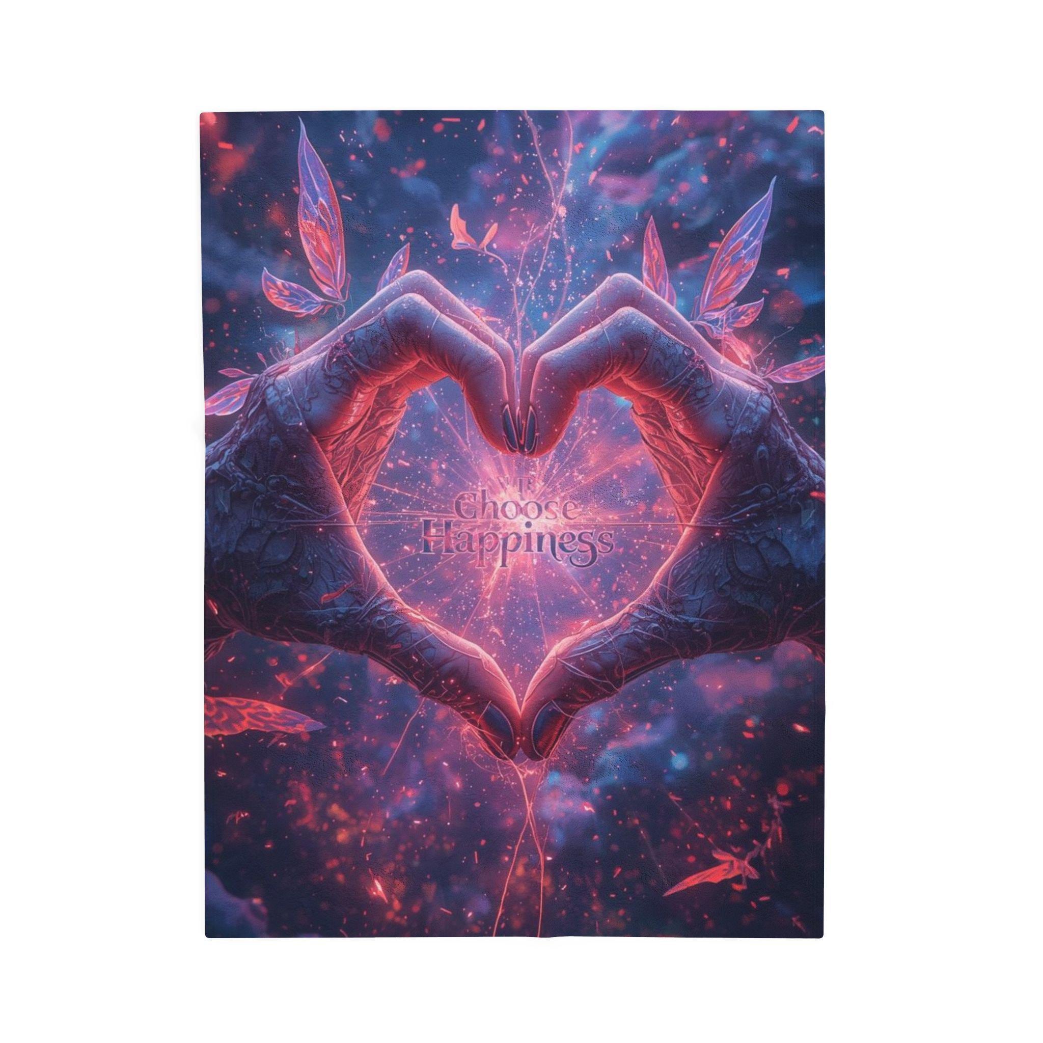 Choose Happiness Velveteen Plush Blanket
