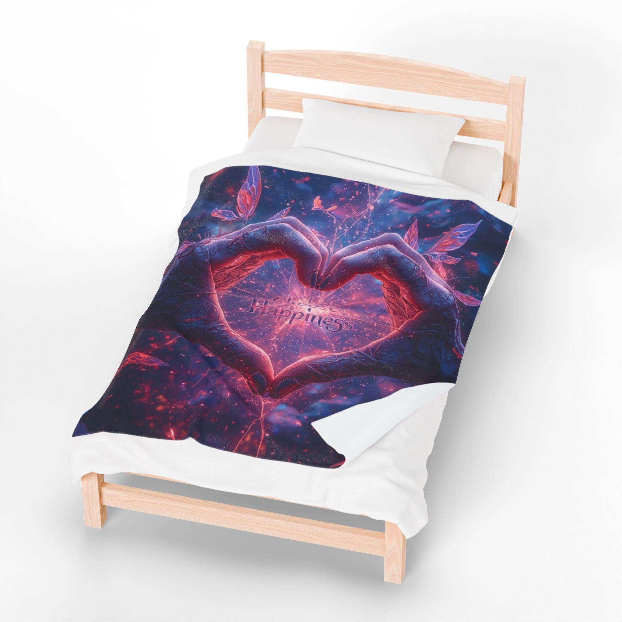 Choose Happiness Velveteen Plush Blanket