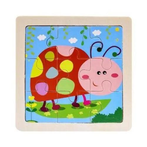Colorful ladybug puzzle on a white background
