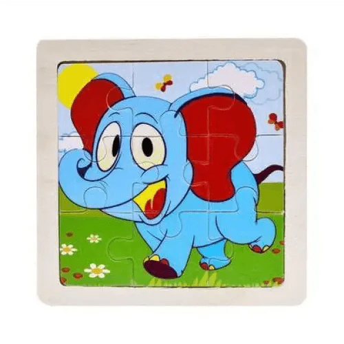 Children's puzzle with a cartoon elephant on a white background