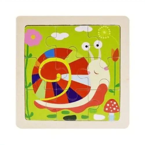 Children's puzzle with a colorful snail design on a white background
