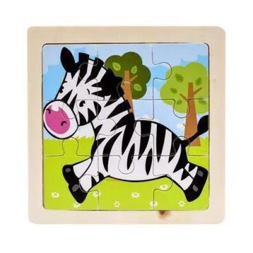 Children's puzzle with a zebra design on a white background