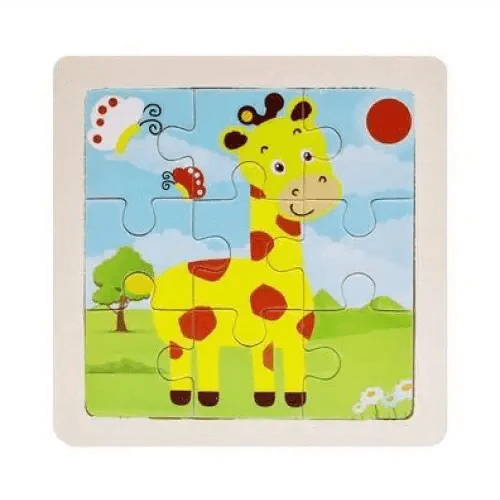 Children's puzzle with a cartoon giraffe on a white background