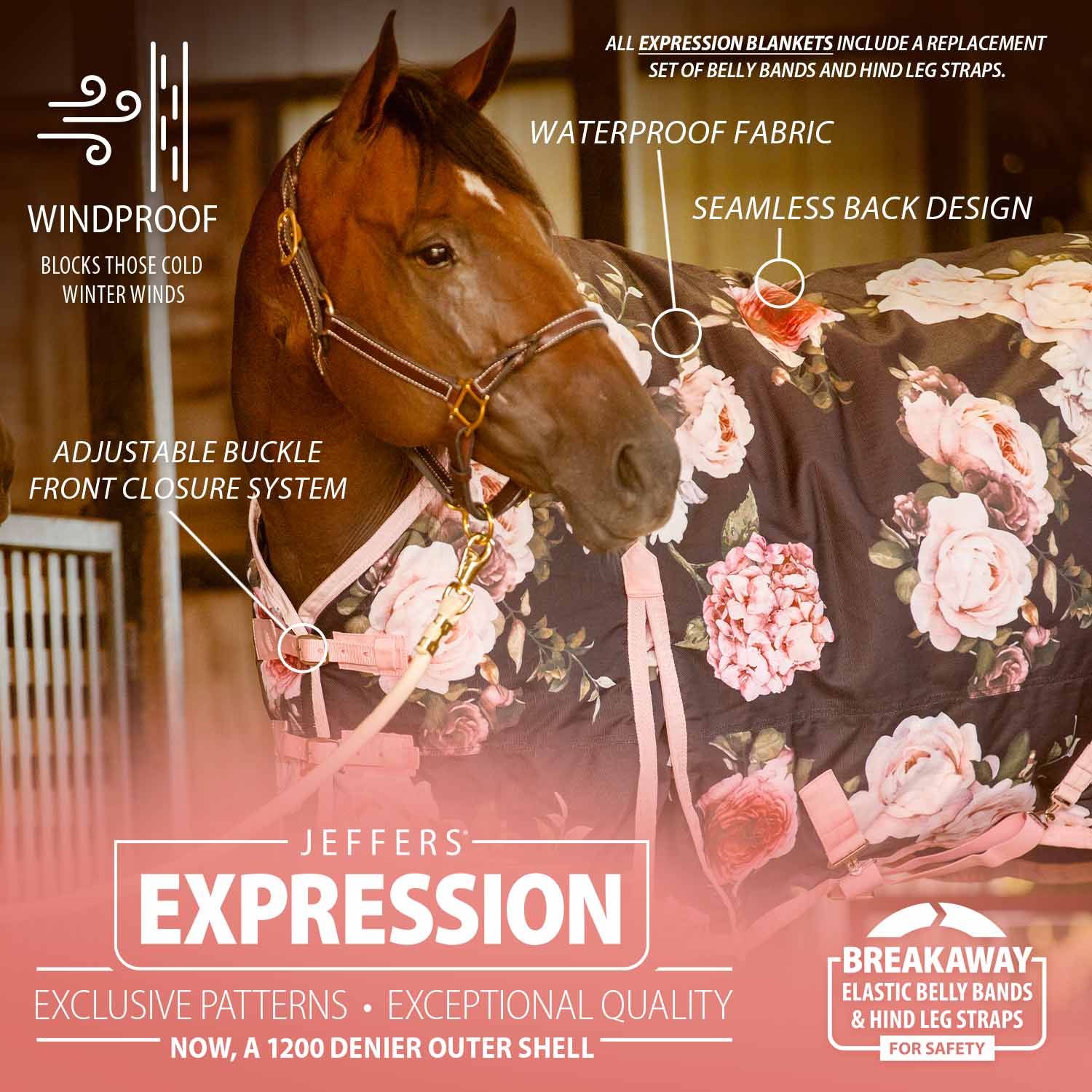 Jeffers Expression 1200D Turnout Horse Blanket — 240g Waterproof & Breathable