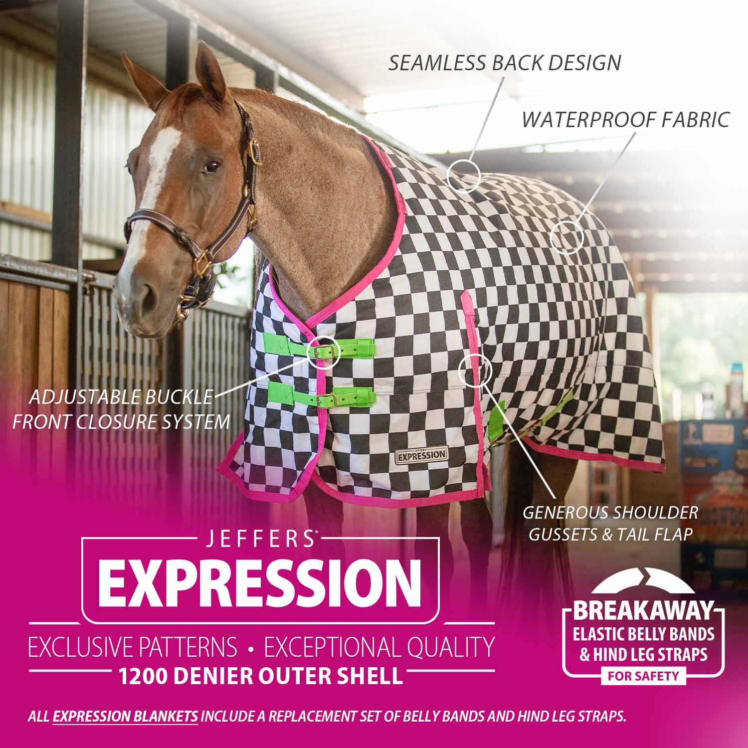 Jeffers Expression 1200D Turnout Horse Blanket — 240g Waterproof & Breathable