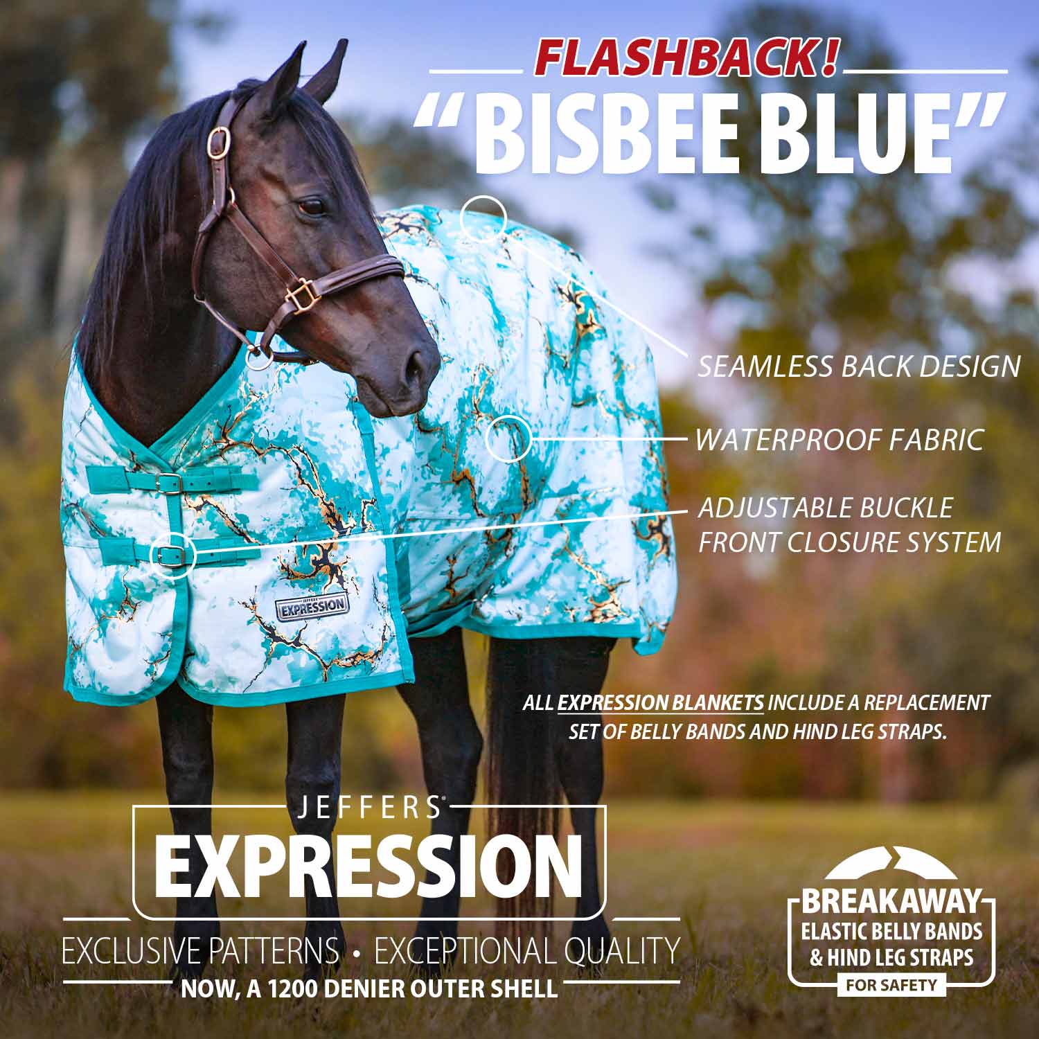 Jeffers Expression 1200D Turnout Horse Blanket — 240g Waterproof & Breathable