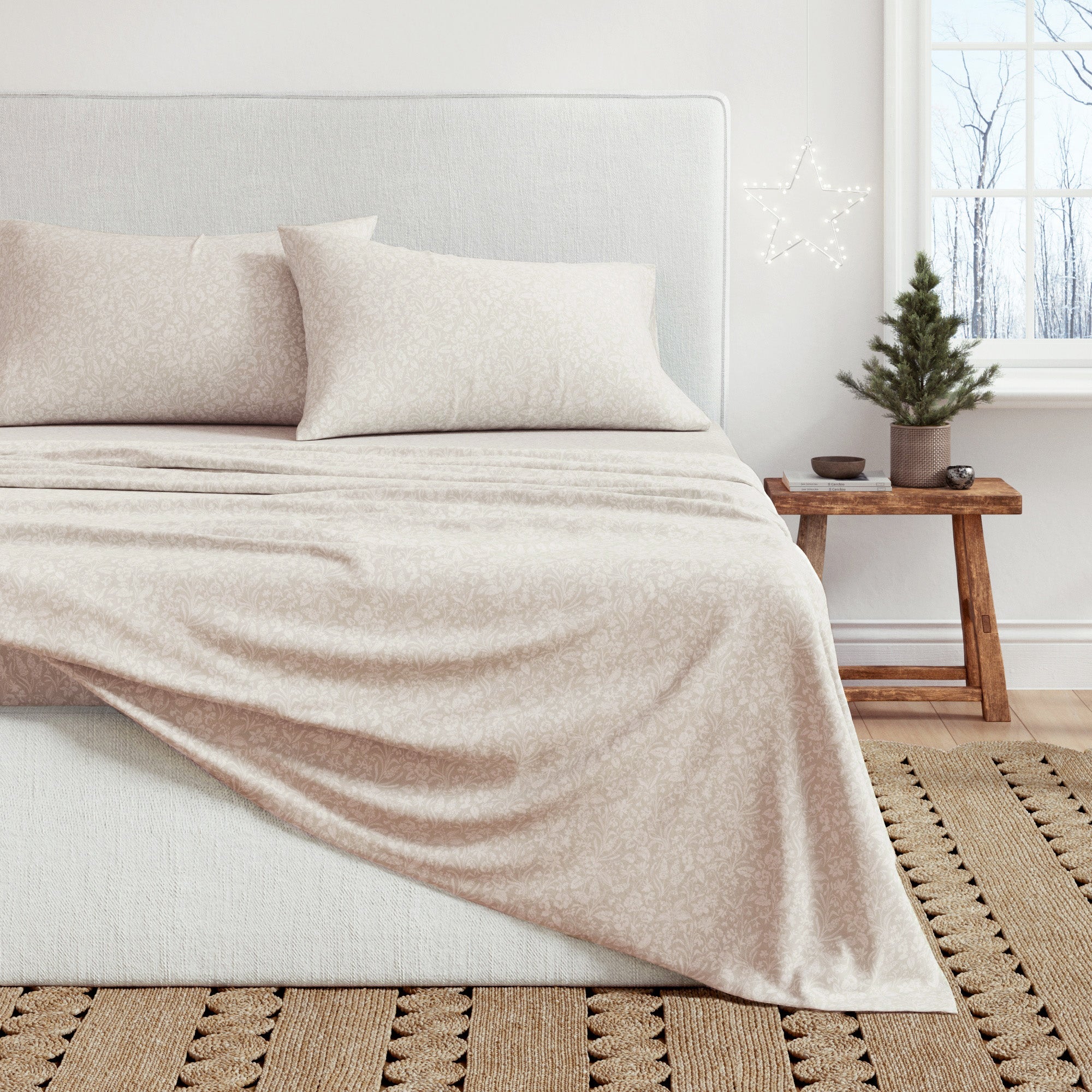 Turkish Cotton Flannel Sheet Set — Double-Brushed, Floral Print | OEKO-TEX® Certified