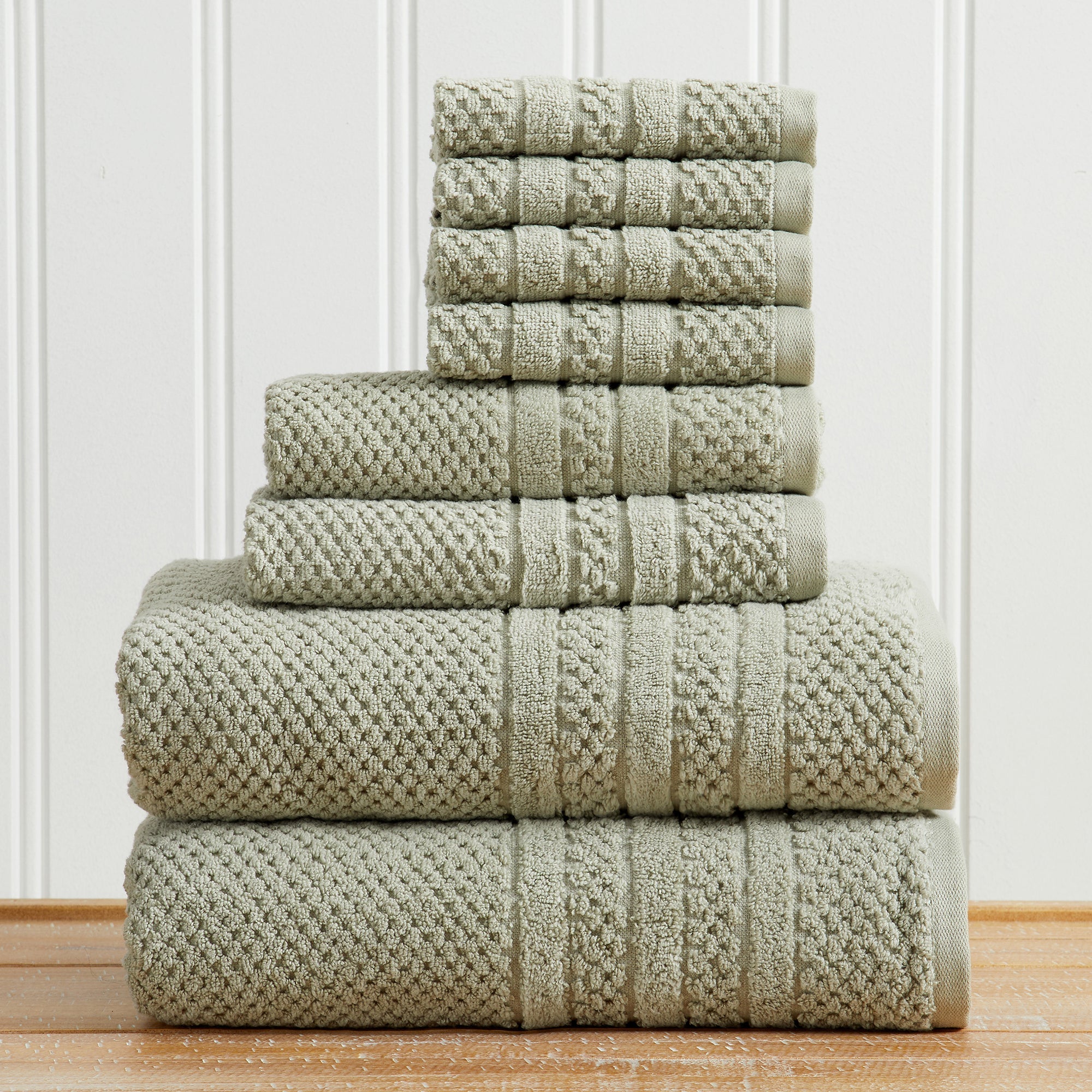 Checkered Jacquard Bath Towel Set — Modern Woven Texture | Solid Color