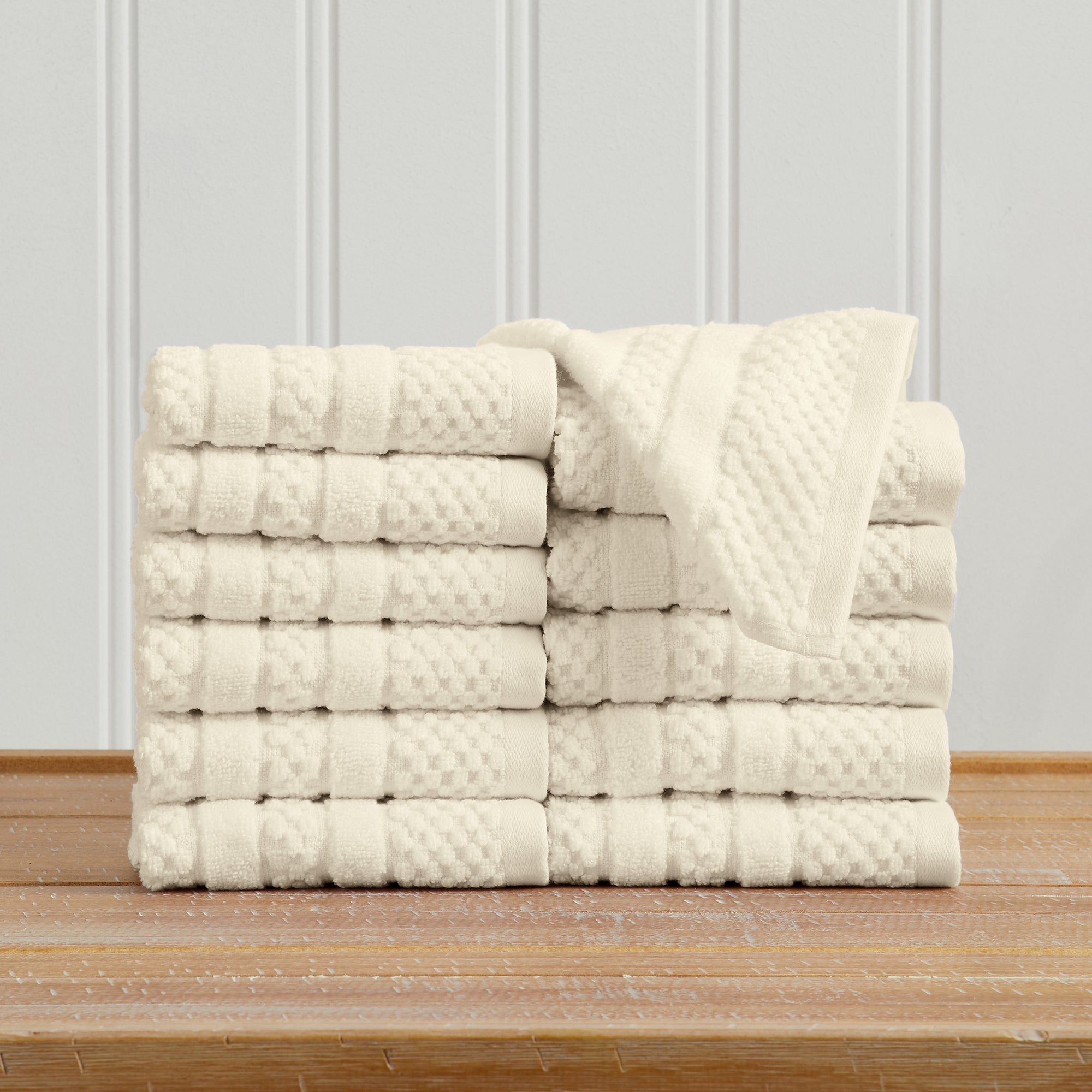 Checkered Jacquard Bath Towel Set — Modern Woven Texture | Solid Color