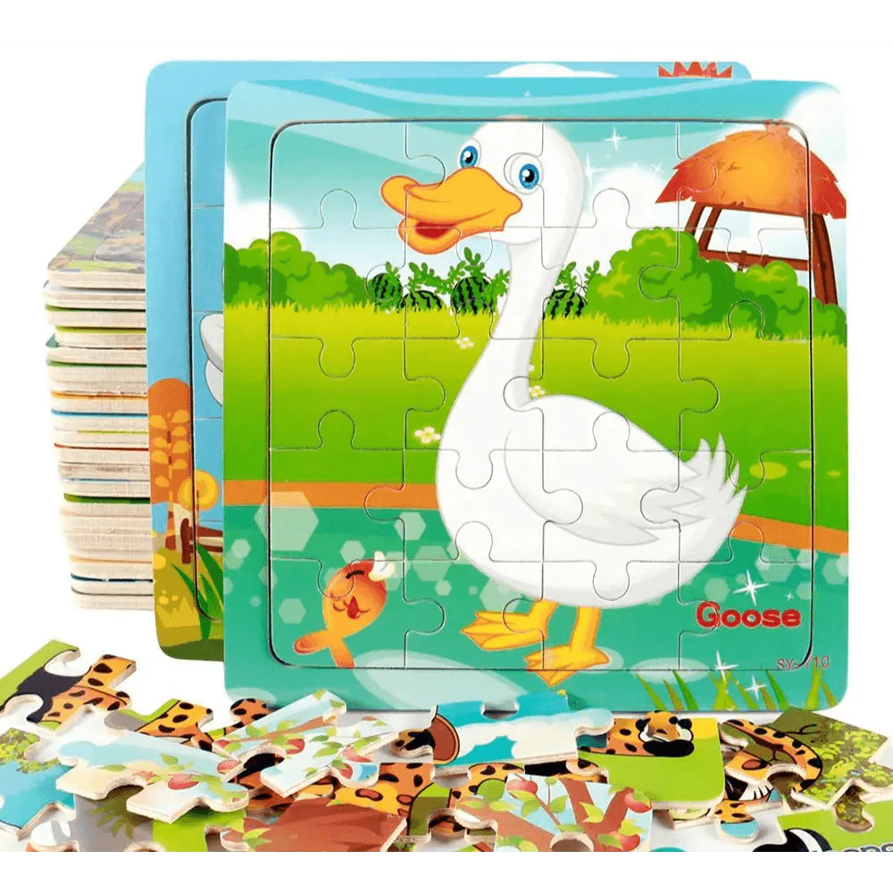 Children's puzzle with a goose design on a white background
