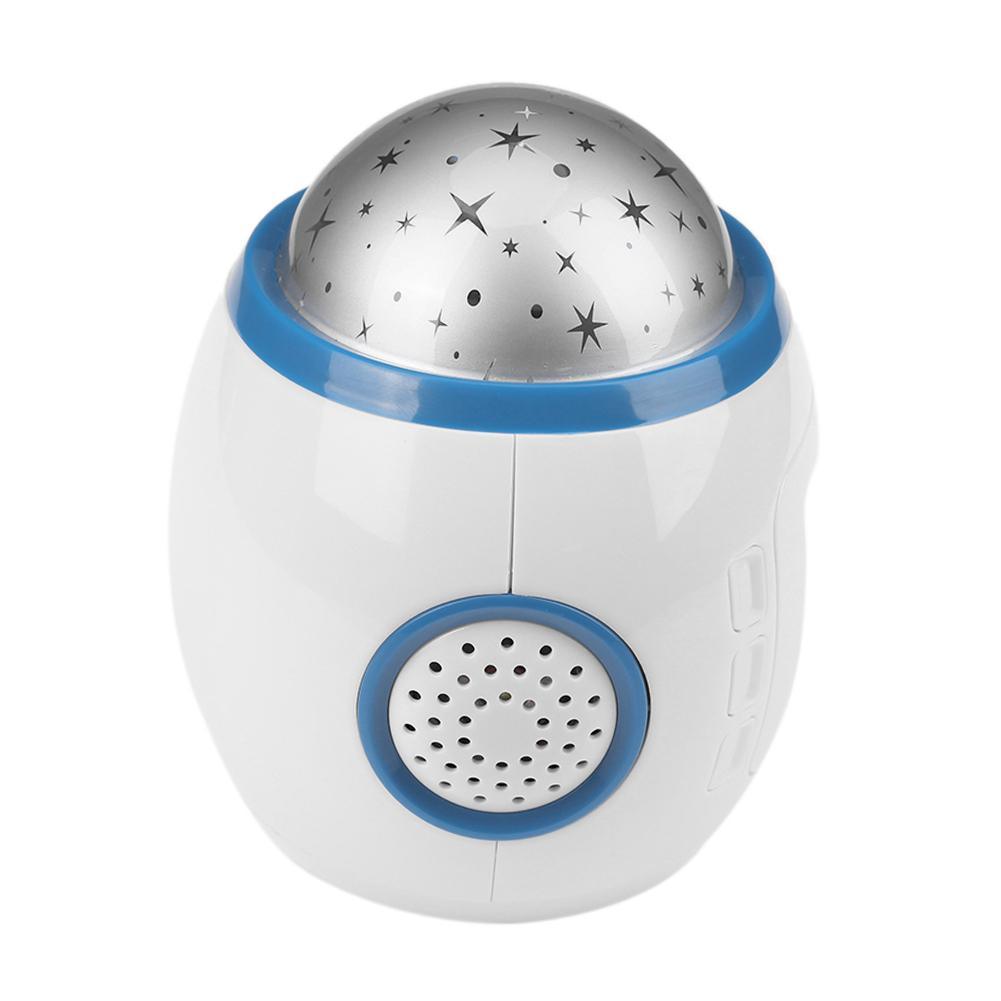 White and blue night light with star pattern on a white background