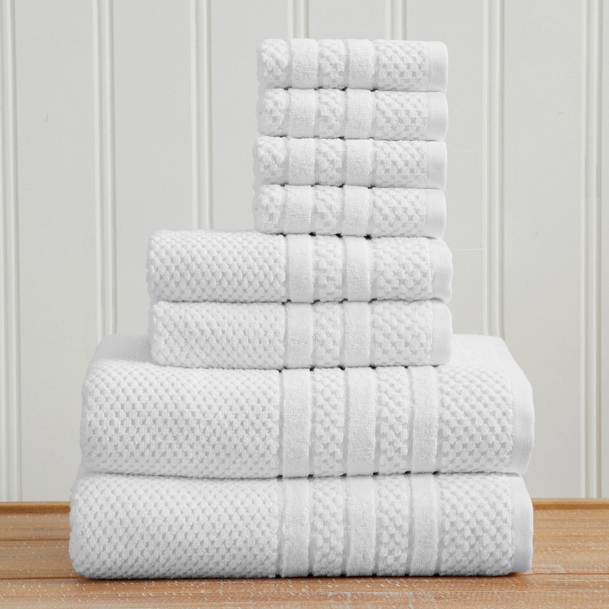 Checkered Jacquard Bath Towel Set — Modern Woven Texture | Solid Color