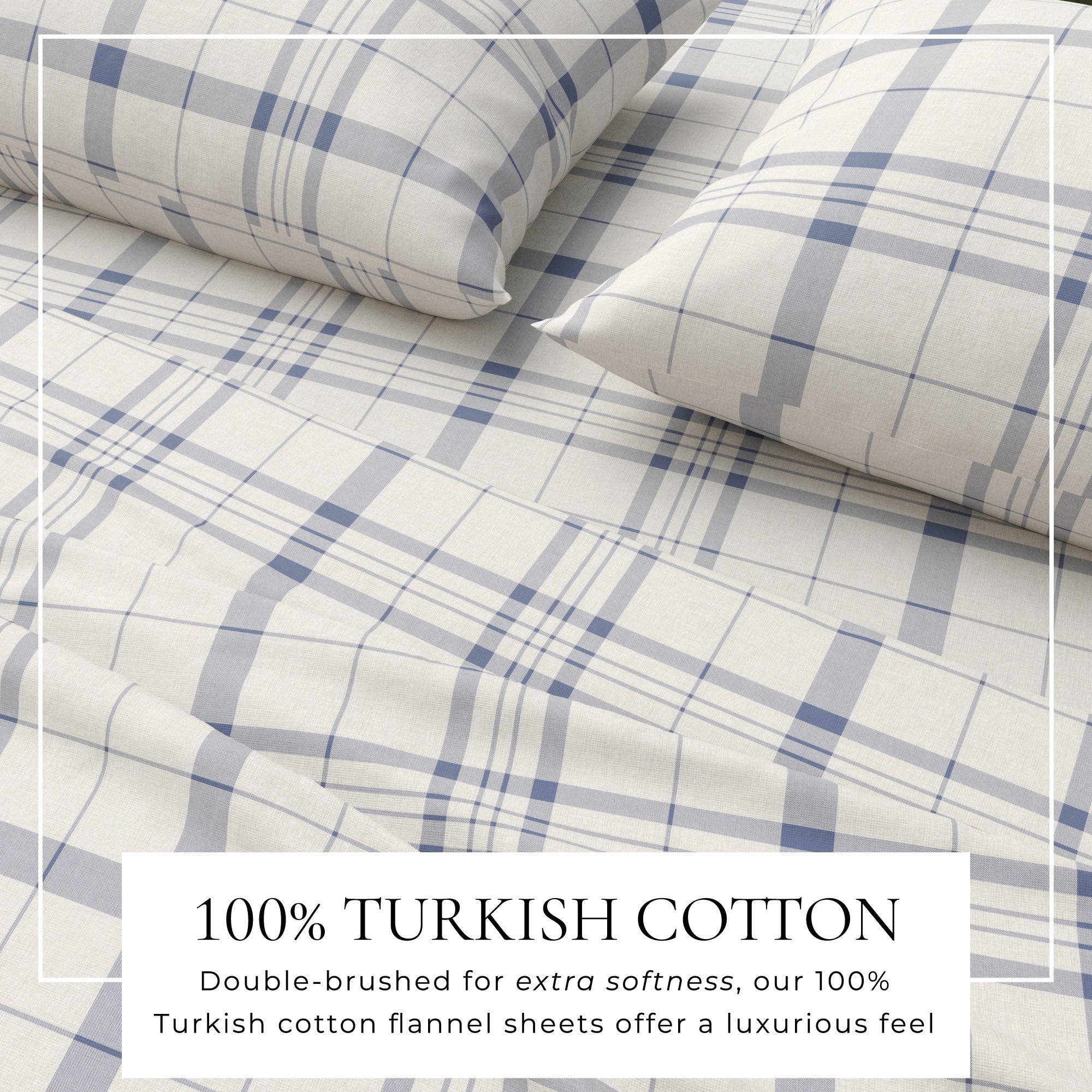 Turkish Cotton Flannel Sheet Set — Plaid & Stripe, Double-Brushed | OEKO-TEX® Certified