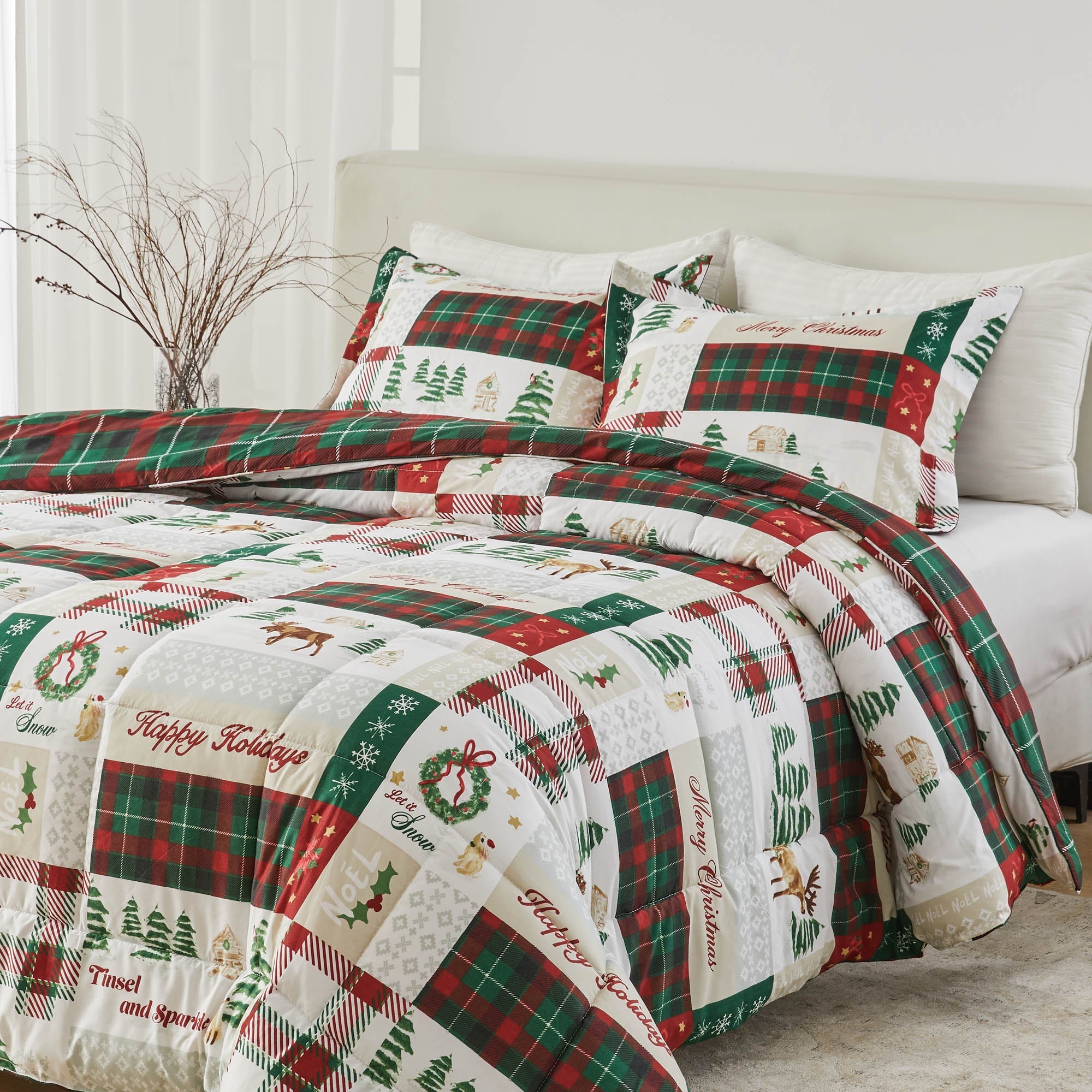 Reversible Comforter Set — Brushed Microfiber, Down Alternative Fill | Two Looks in One