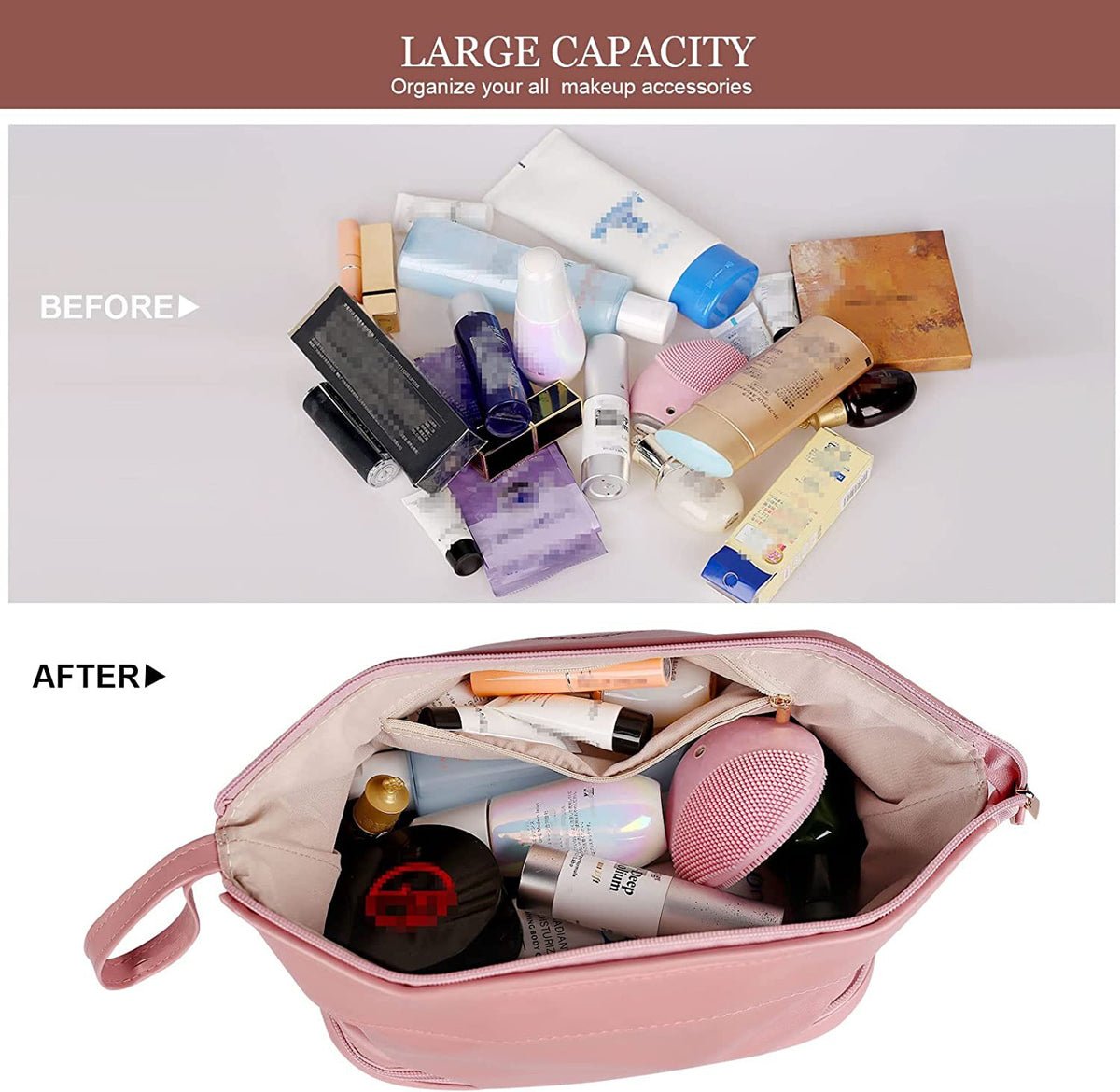 Travel Toiletry & Makeup Organizer Bag – PU Leather
