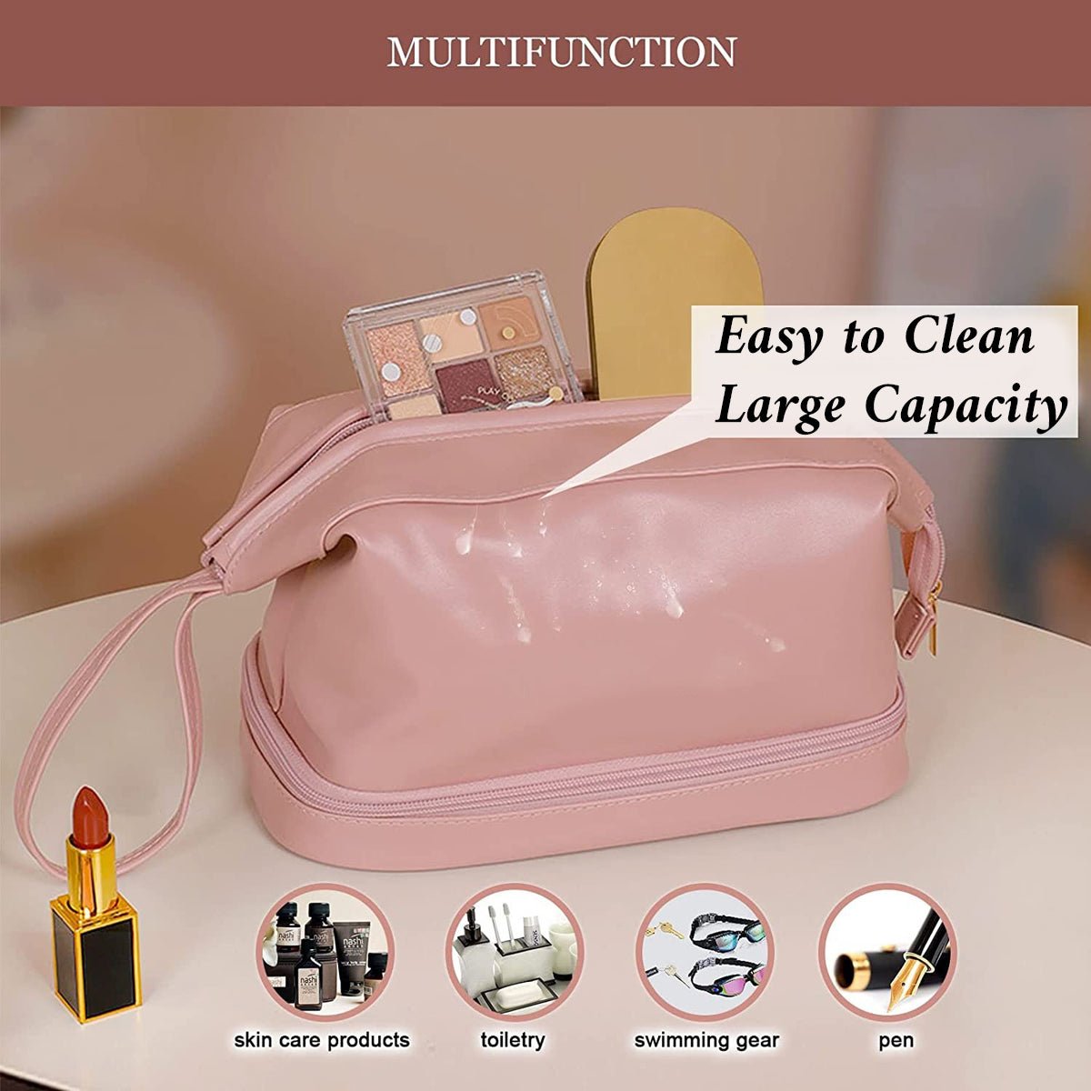 Travel Toiletry & Makeup Organizer Bag – PU Leather