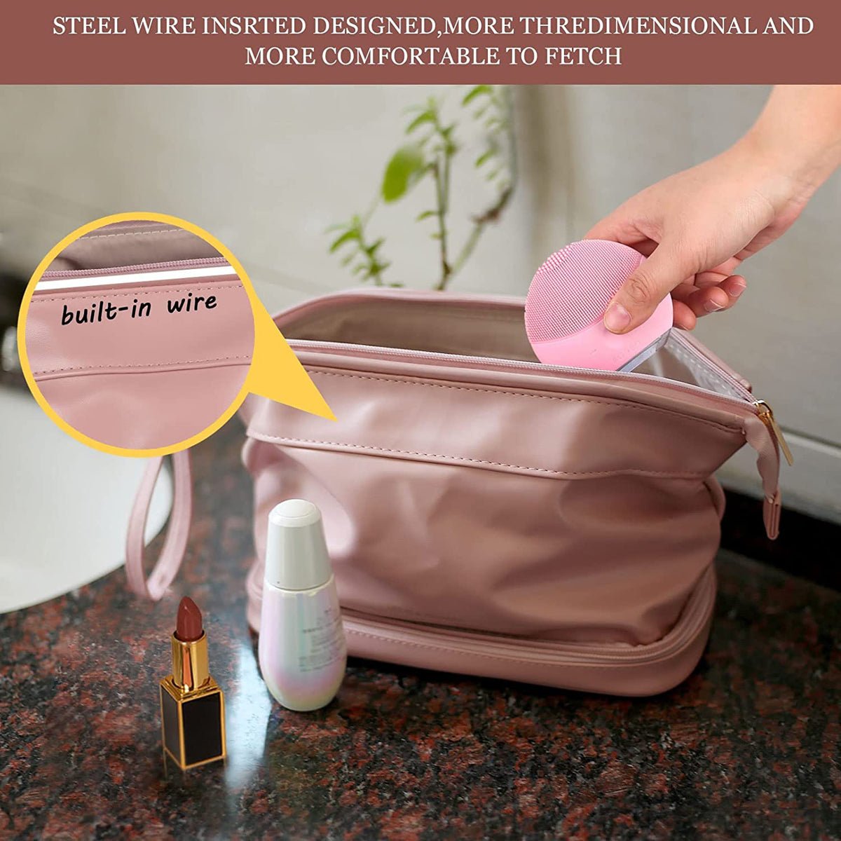 Travel Toiletry & Makeup Organizer Bag – PU Leather