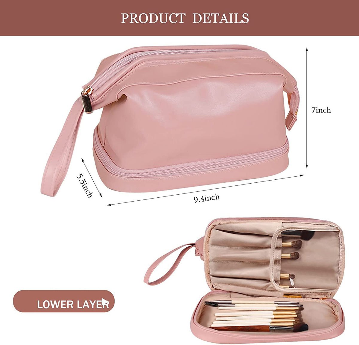 Travel Toiletry & Makeup Organizer Bag – PU Leather