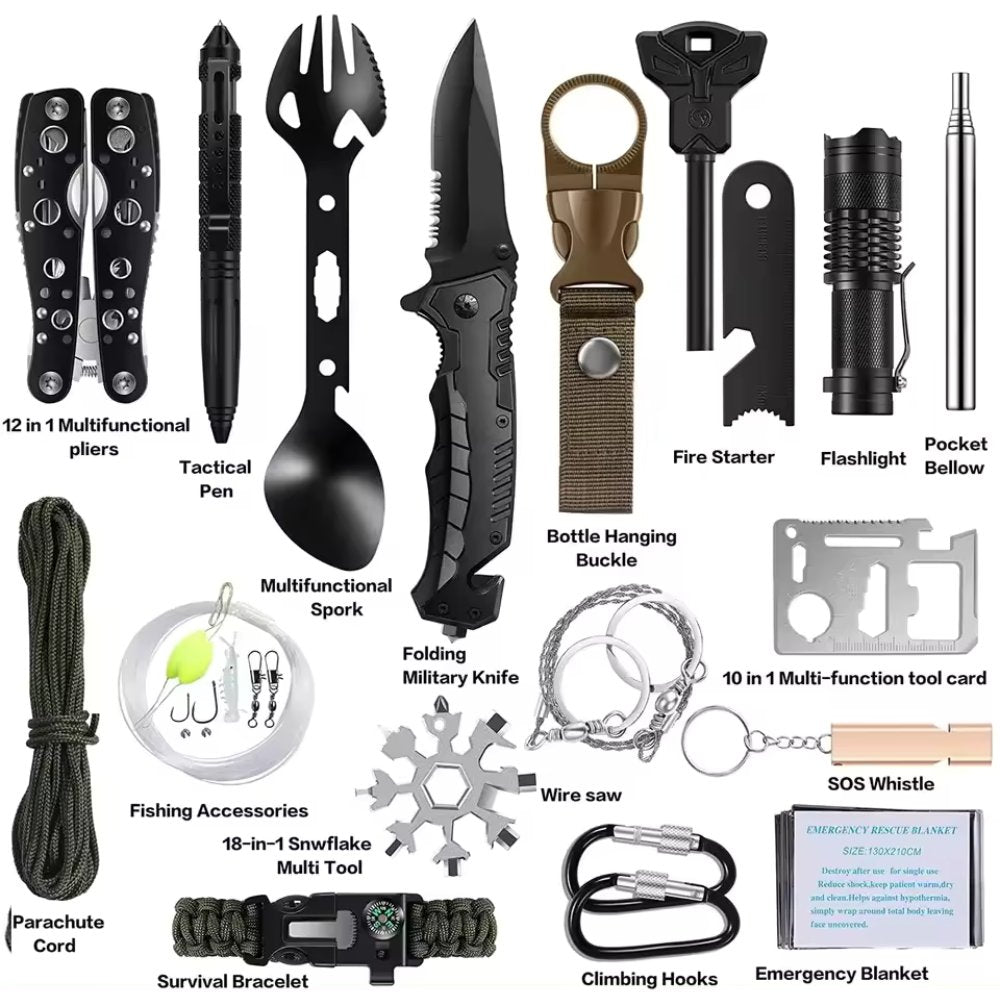 31-Piece Survival Gear Kit | Tactical Emergency Equipment Bag