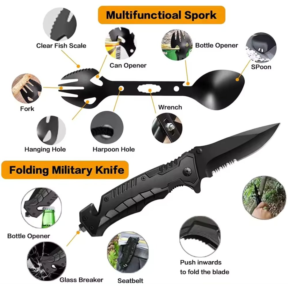 31-Piece Survival Gear Kit | Tactical Emergency Equipment Bag