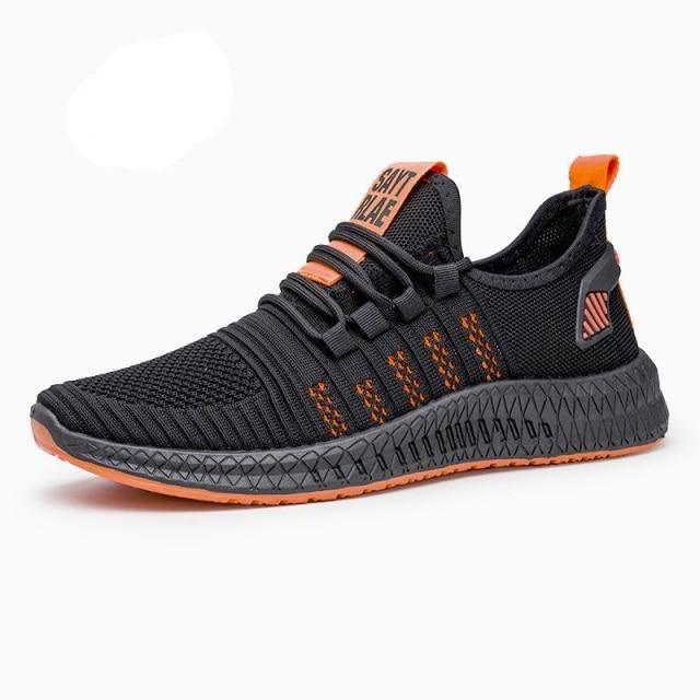 Men's Breathable Mesh Sneakers | Lightweight Non-Slip | Orange Sole | Running & Walking